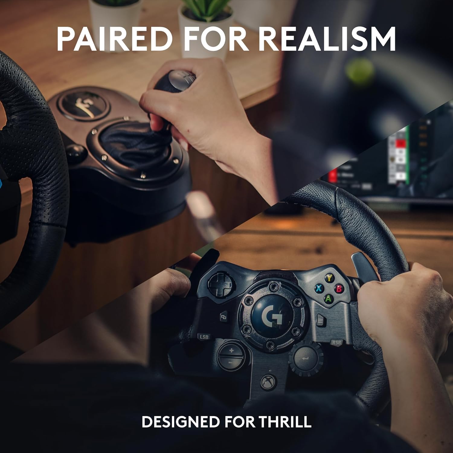 Logitech G923 Driving Force Racing Wheel and Pedals, Force Feedback + G Driving Force Shifter - Xbox Series X|S, Xbox One and PC, Mac - Black - Image 3
