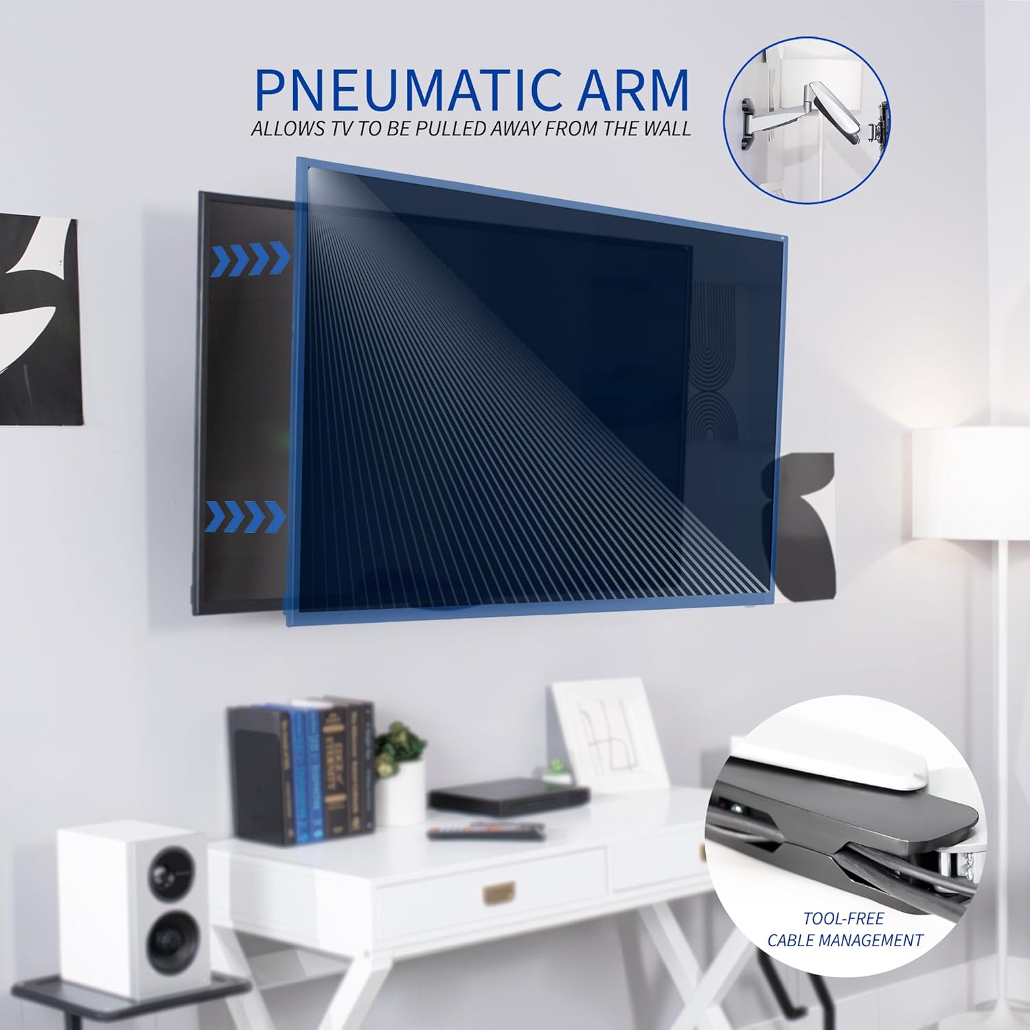VIVO Counterbalance 40 to 70 inch LCD LED Plasma Screen TV Wall Mount, Above Fireplace Height Adjustable Pneumatic Spring Fully Articulating Bracket, Silver, MOUNT-VW03G - Image 8