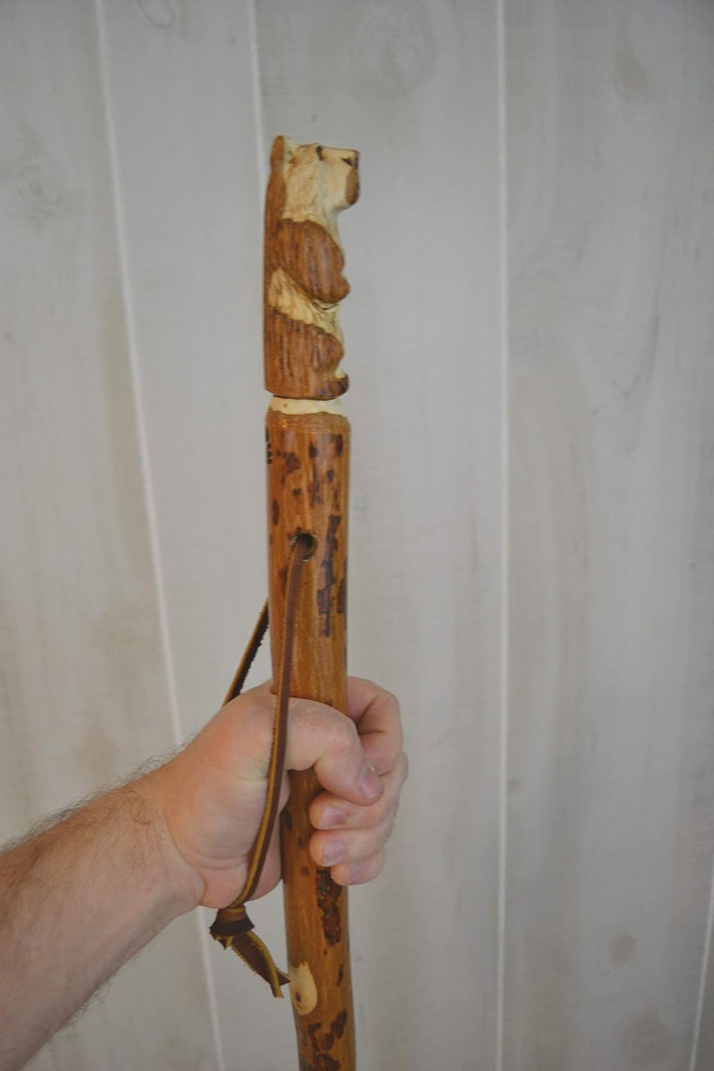 Walking Stick, Custom Height up to 60" Hand Carved Bear Hiking Staff, Handmade in USA - Image 4