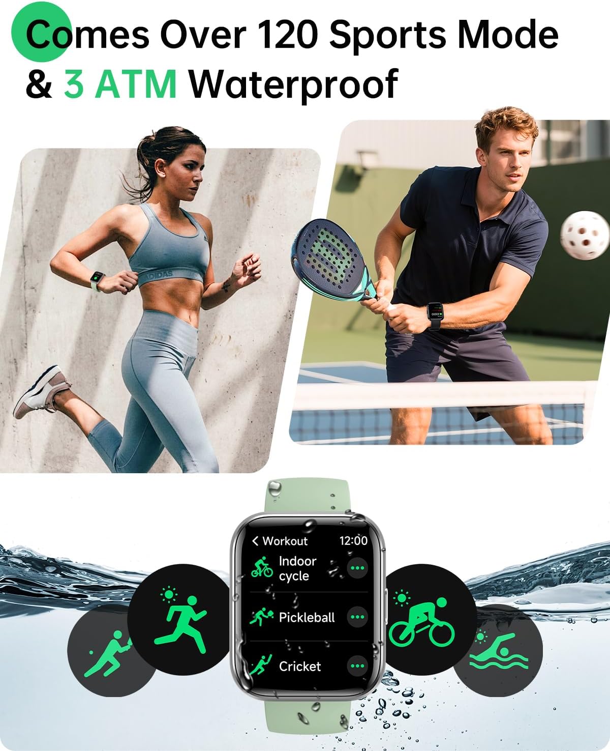 Smart Watches for Women and Men - Smart Watch Compatible for iPhone Android Phone,Alexa,Call & Notification Alerts,Heart Rate & Sleep Monitor,3 ATM Waterproof 1.83 Inches Fitness Tracker - Image 5