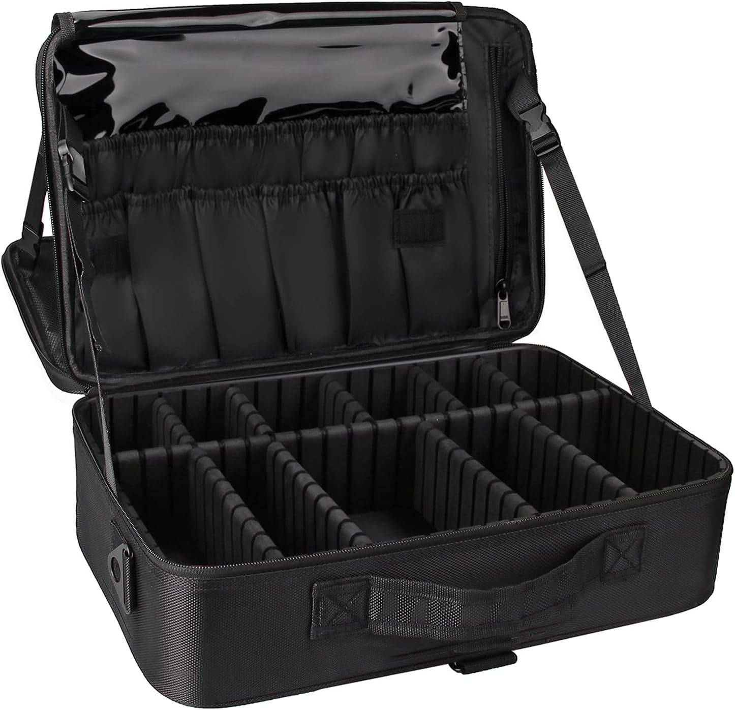 Relavel Travel Makeup Train Case Cosmetic Case Organizer Portable Artist Storage Bag with Adjustable Dividers for Cosmetics Makeup Brushes Toiletry Jewelry Digital Accessories - Image 2