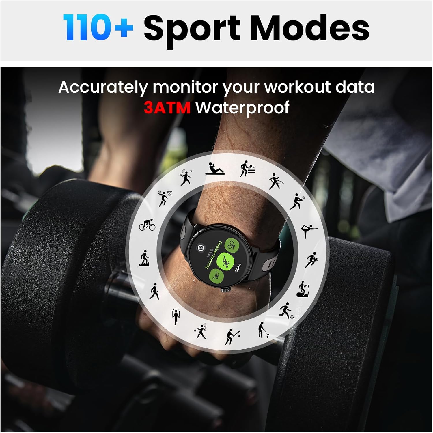 Smart Watch for Men Women GPS, 1.43'' AMOLED Smartwatch with Compass/Barometer/Altimeter 100+ Sports Fitness Tracker with Health Monitor for Android iOS 3ATM Waterproof Answer/Make Call - Image 8