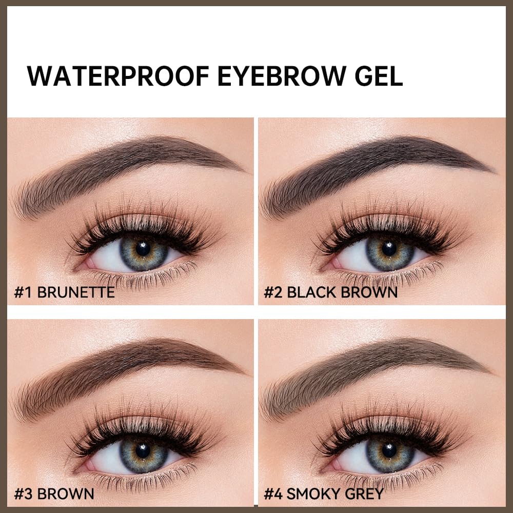 Waterproof Eyebrow Gel, Quick Drying Long Lasting Smudge Proof Formula for Creating Natural Looking Brows, Easy Application for All Skin Types (Brunette, Large) - Image 5