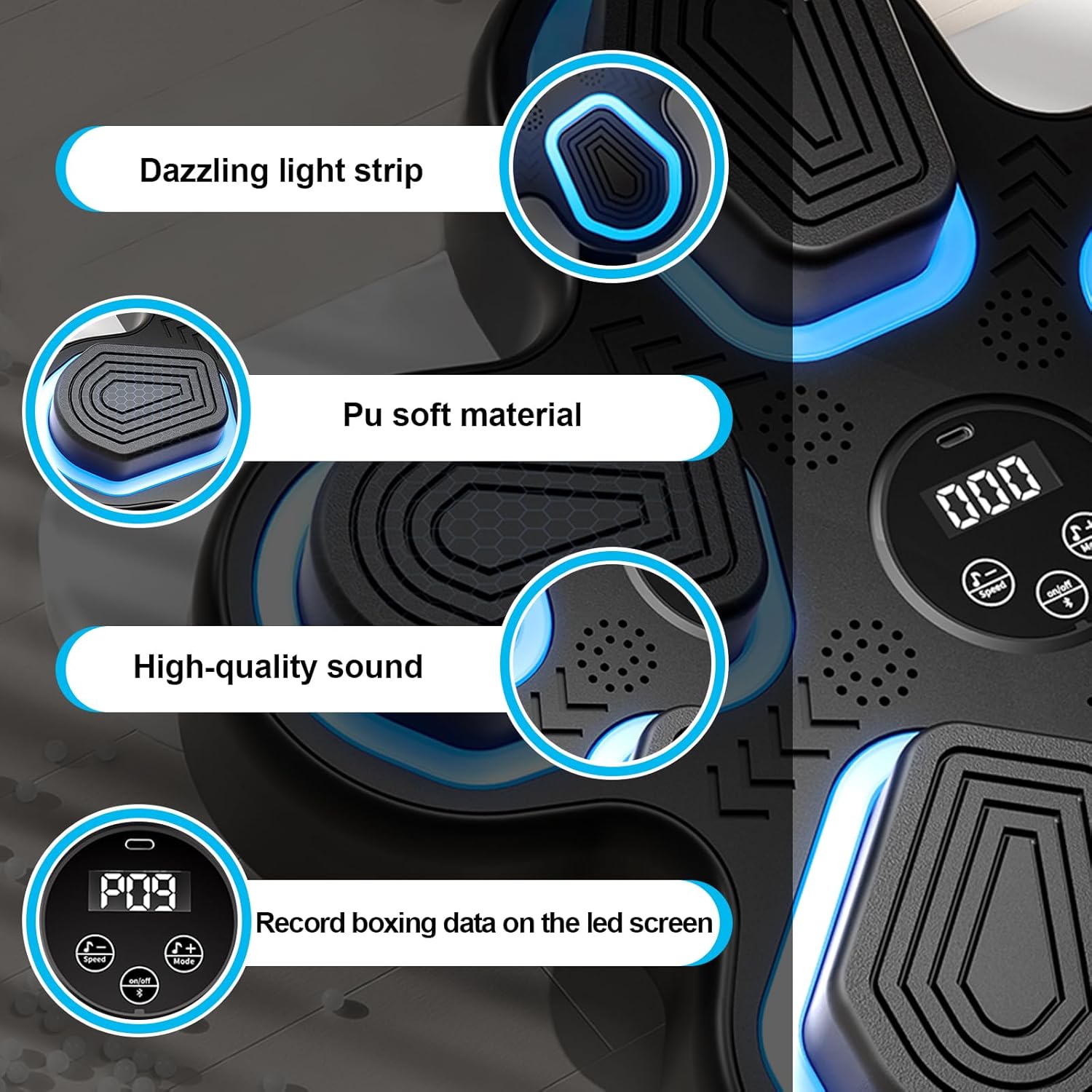 2025 Music Boxing Machine for Kids and Adults Wall Mounted Bluetooth Smart Punching Target Toys Equipment with Gloves Workout Punching Machine for Home,Office and Gym - Image 3