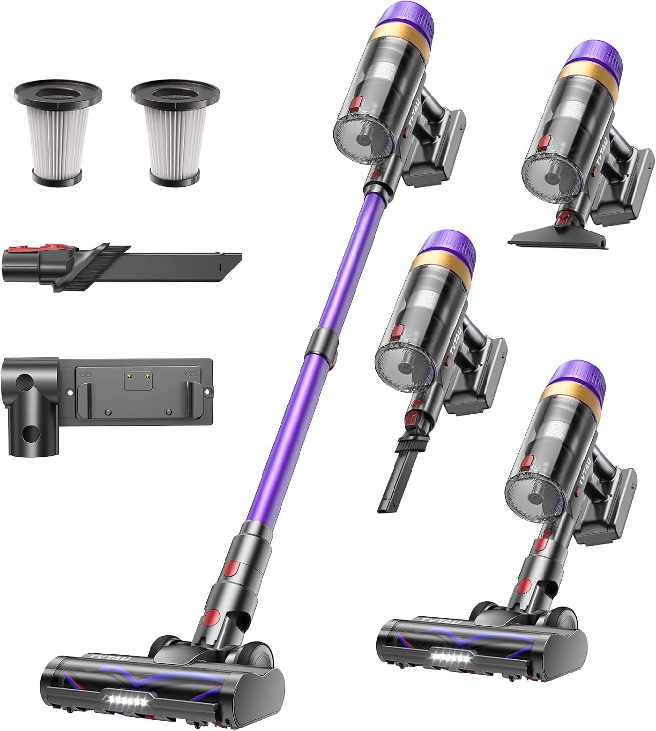 Cordless Vacuum Cleaner, 580W/48Kpa/65Mins Vacuum Cleaners for Home, Self-Standing Stick Vacuum with LED Display & Wall Mount Charging, Anti-Tangle Handheld Vacuum Cordless for Floor/Carpet/Pet Hair - Image 2