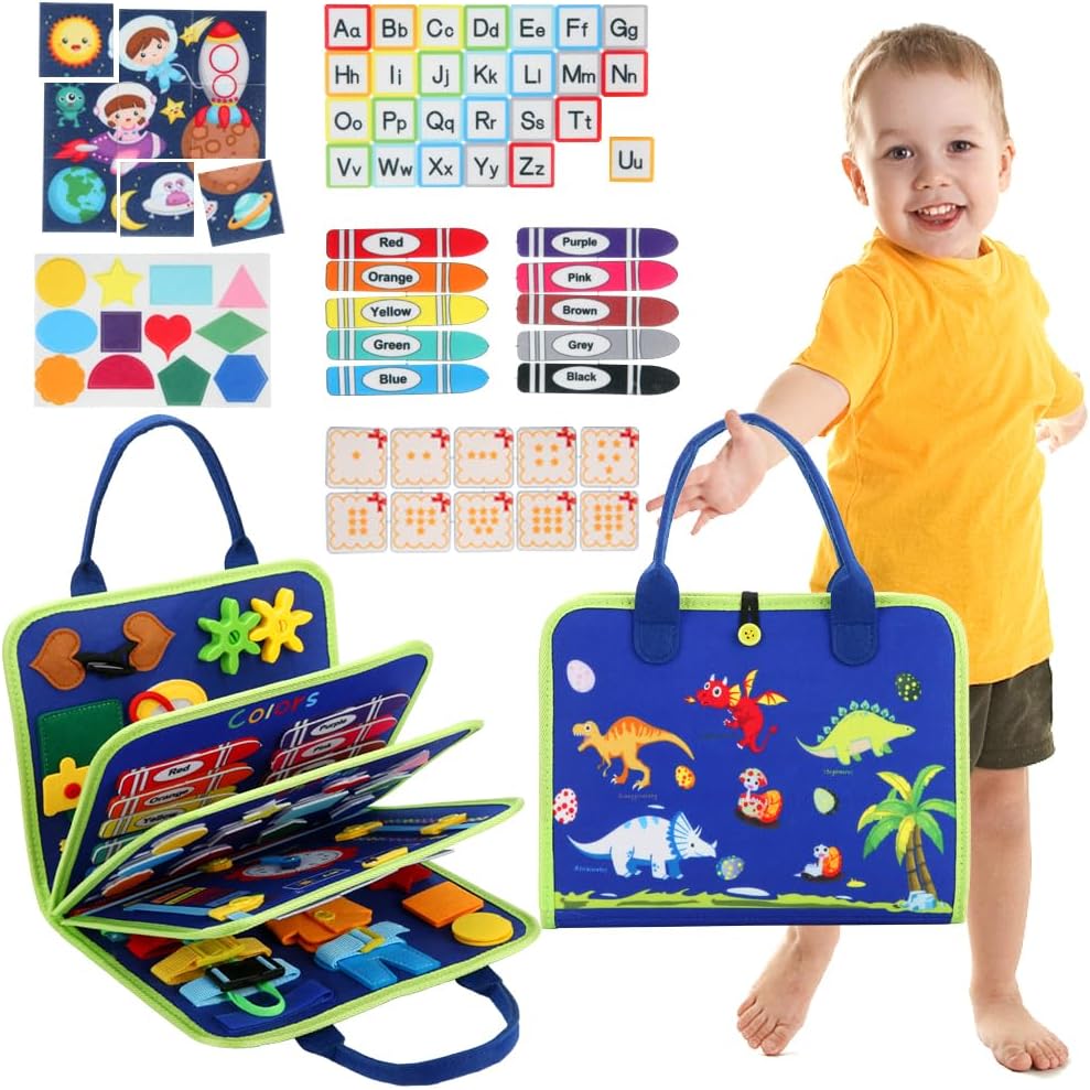 Busy Board for 1 Year Old, Montessori Toys for 1 2 3 4 Years Old Toddlers Baby Sensory Toys Busy Book Preschool Learning Activities Airplane Car Travel Toys Birthday Gifts for Boys Girls 12 Months - Image 9