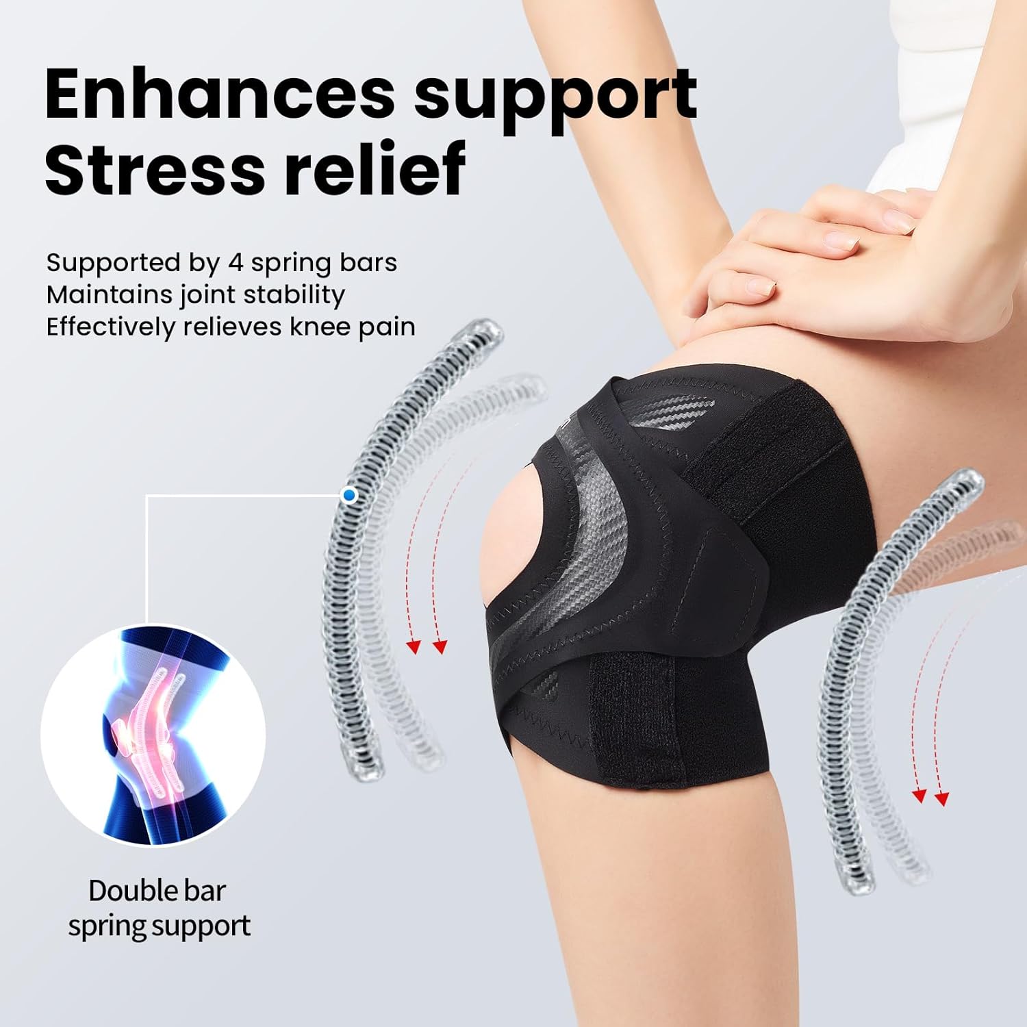 Galvaran Knee Brace for Women & Men, Relief Recovery Meniscus Tear, Arthritis Pain, ACL & MCL, Knee with Side Stabilizers,Adjustable Knee Support (Black, Medium) - Image 3
