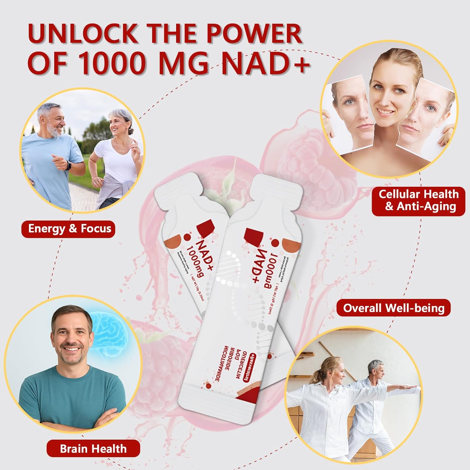 NAD Supplement 1000 mg Liquid Packets - NAD Supplements for Women & Men with Nicotinamide Riboside, Resveratrol, PQQ, Quercetin - NMNH Supplement Alternative for Anti-Aging, Energy-30 Packets - Image 7