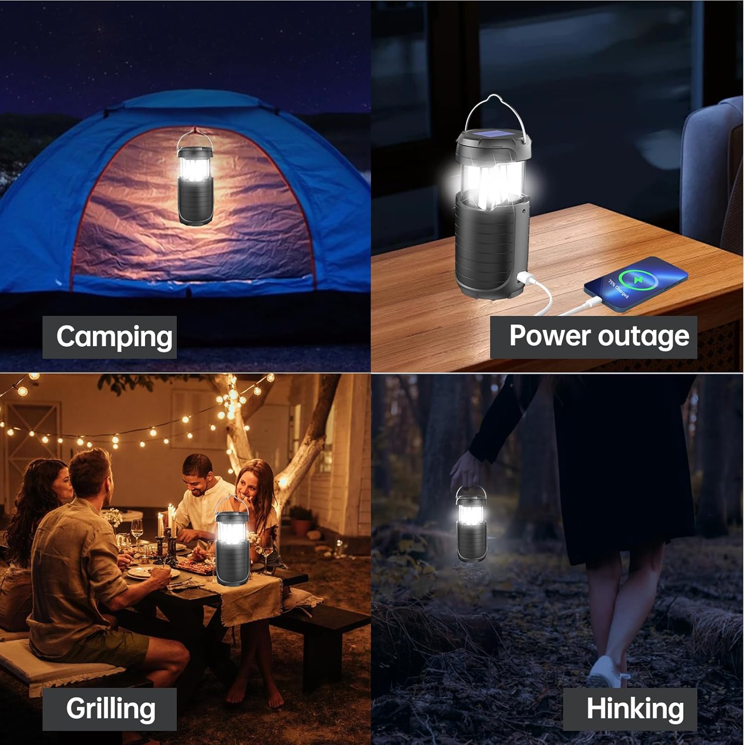 5000 Large Capacity Solar Hand Crank Flashlight with 8H Play Time, Survival Light, USB Charger for Cellphone, Portable Solar Camping Light,Electric LED Camping Lantern for Emergency - Image 6