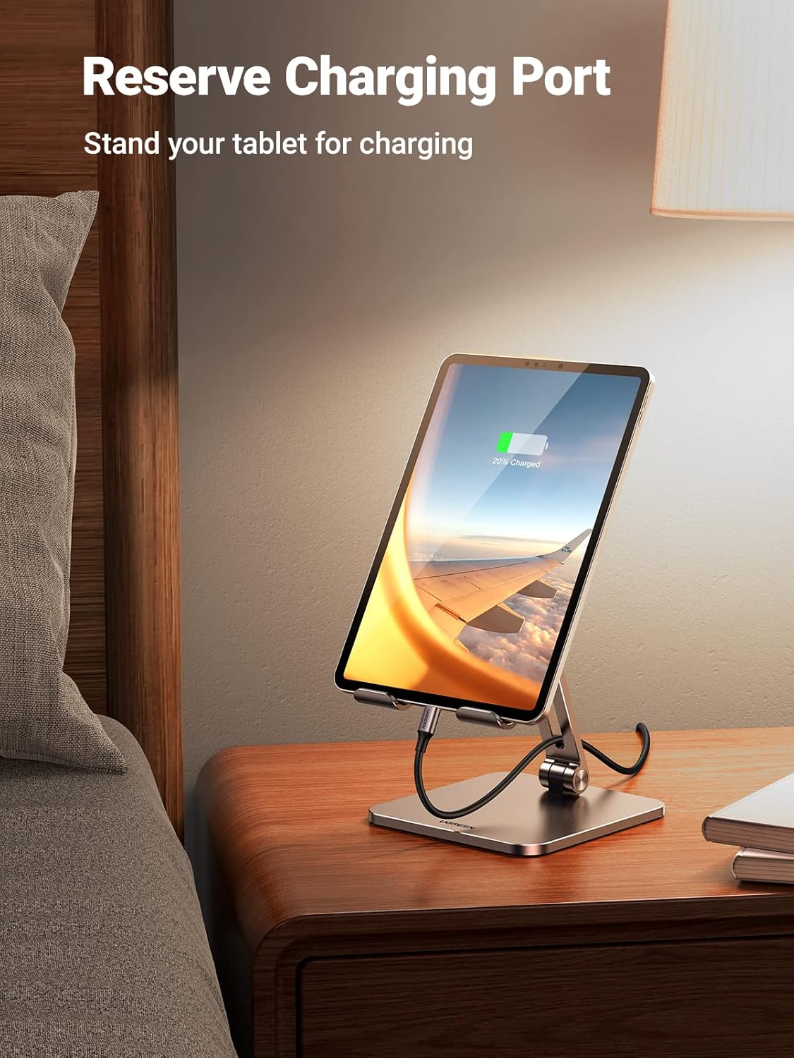 UGREEN Tablet Stand Compatible for iPad Desk Stand Holder Adjustable Aluminum Thicker Base Compatible with iPad Pro Air Mini 13 12.9 11 Inch Home Office Desk Accessories Grey - Image 5
