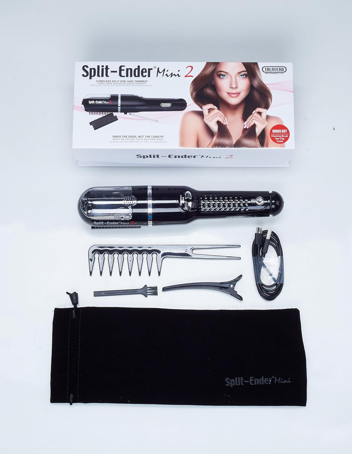 Split Ender Mini 2 - Cordless Split End Hair Trimmer, Solution for Dry and Damaged Hair, Rechargeable Trimmer for Broken and Brittle Split Ends, Hair Styling Tool- Black - Image 4