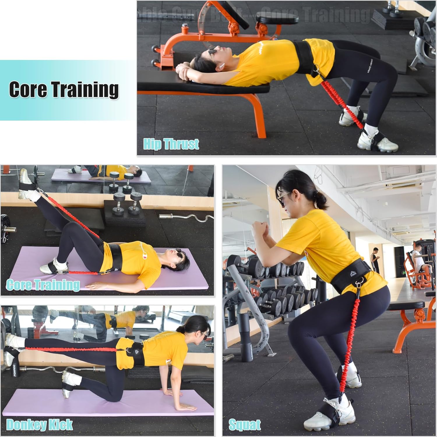 ATENTO 12 Pcs Set Resistance Bands for Legs and Butt, Fitness Elastic Band with Handles,Gym Belt, 4 Pcs Workout Band for Women & Men, Leg Day, Full Body Routine Exercise with Door Anchor, Ankle Strap - Image 5