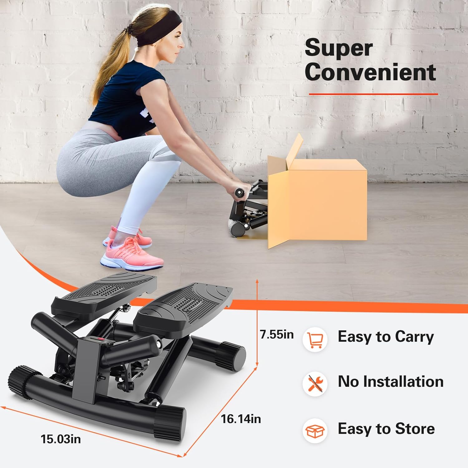 Mini Stepper Exercise Machine, Hydraulic Home Stepper Exercise Machine,300 LB Weight Black, Step Machine for Exercise at Home,2 MM Thickness Stepping Machine for Exercise at Home - Image 9