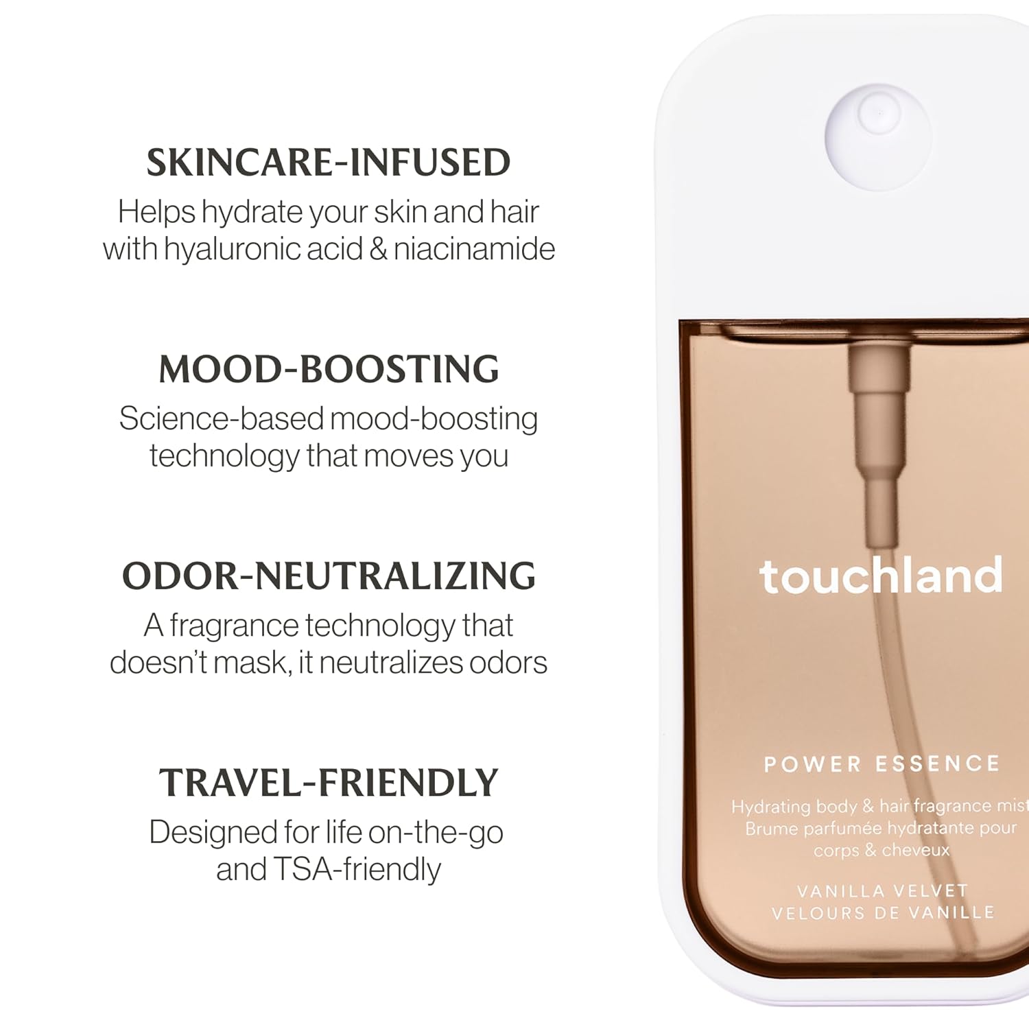 Touchland Power Essence Hydrating Body & Hair Fragrance, Vanilla Velvet, 2 FL. OZ. Travel Size Body Mist - Image 6