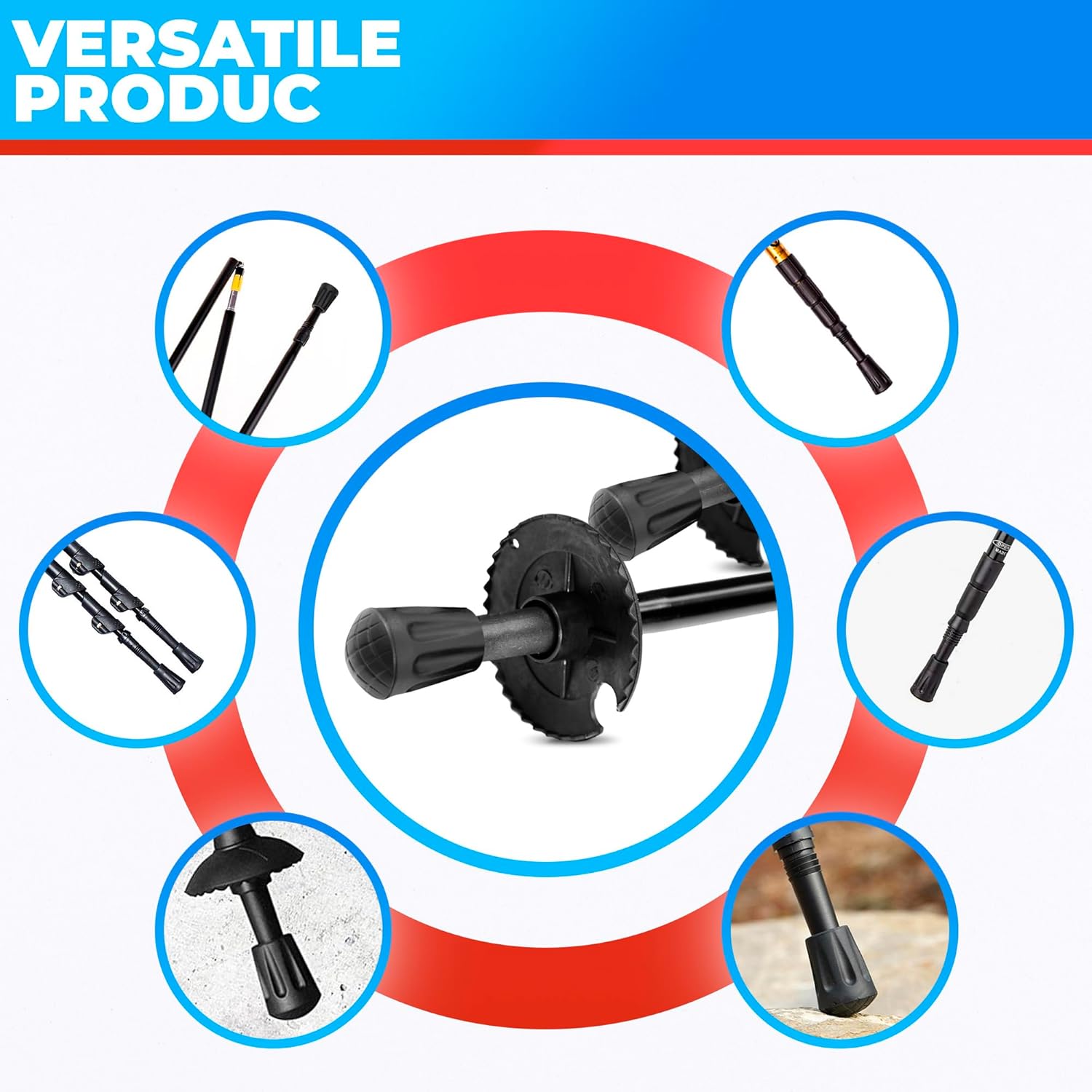 6Pcs Hiking Walking Stick Tips - Rubber Tips for Hiking Poles Hiking Accessories Collapsible Walking Stick Tips Rubber Tips for Canes - Hiking Pole Tips Rubber Tips for Walkers - Image 6