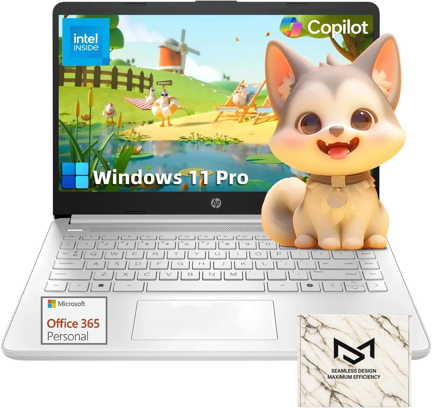 HP Ultra-Portable Laptop for Student and Business - 14" HD Display • Intel 4-Core N150 • Windows 11 Pro • Microsoft Office Lifetime & External DVD Drive • 16GB RAM • 128GB UFS + 256GB Micro SD - Image 2