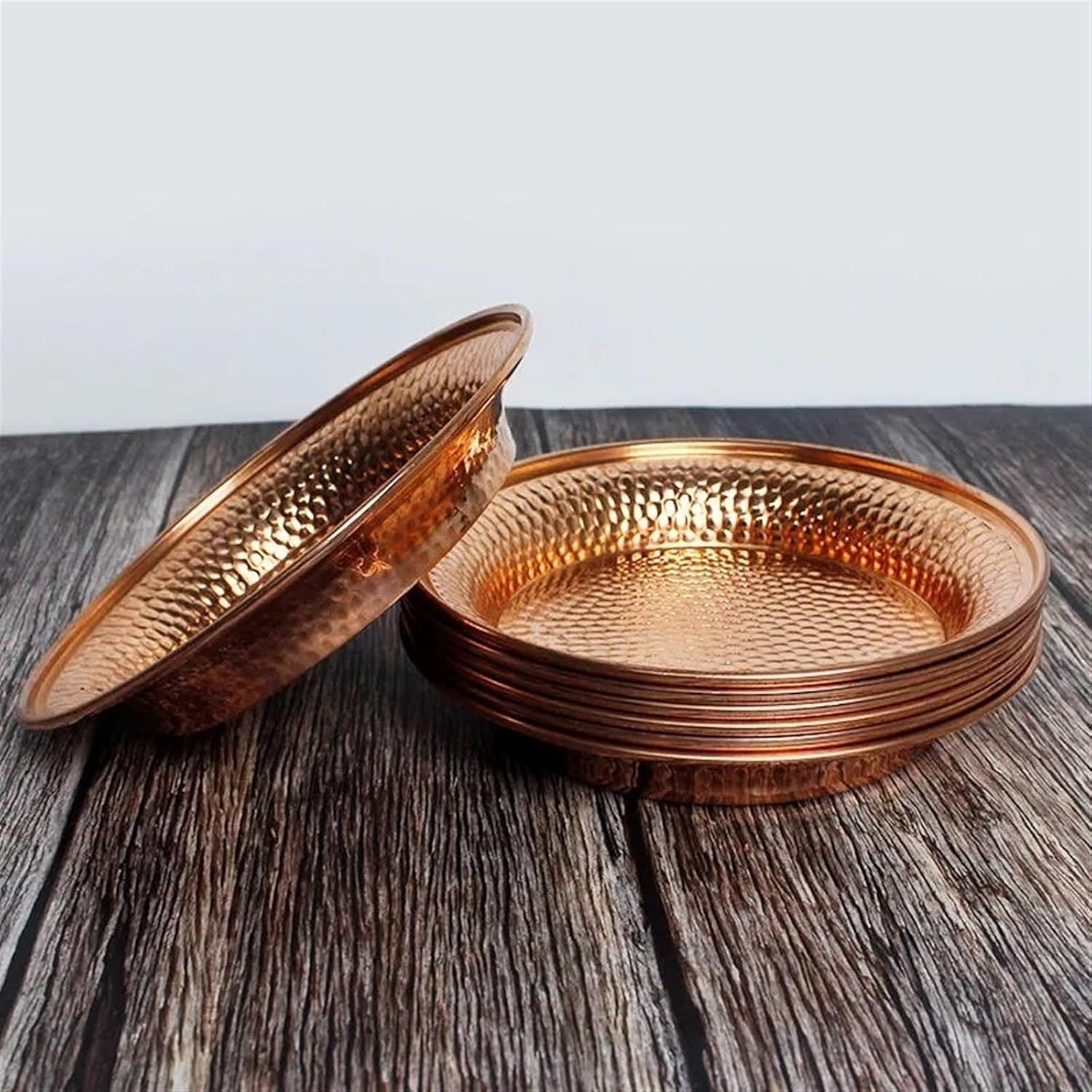 Dinner plate, 7 Pieces Pure Copper Drinking Plate Dinner Plate Fruit Plate Bread Plate Home Gift Decoration for Kitchen Diner Hotel Party,Dinnerware(8.5cm) - Image 4