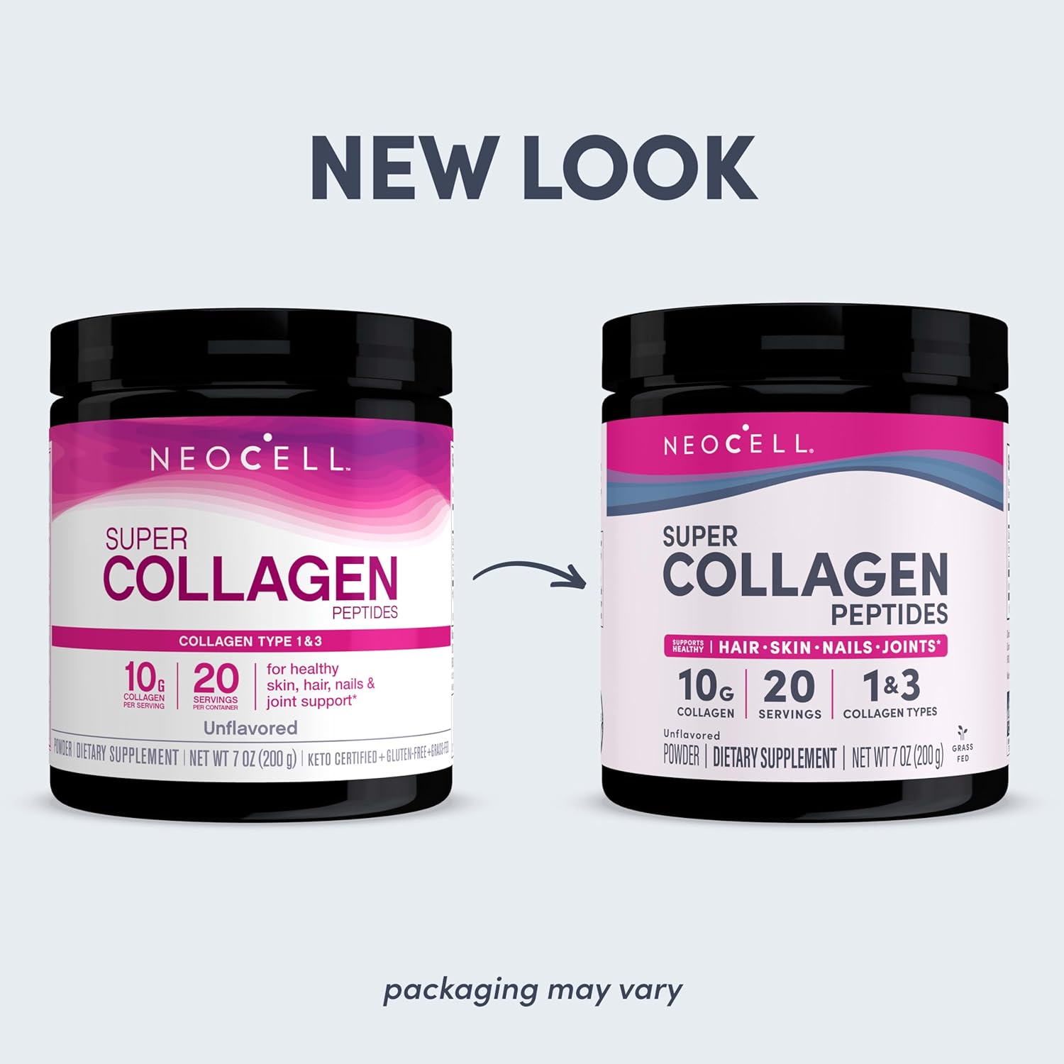 NeoCell Super Collagen Peptides, 10g Collagen Peptides per Serving, Gluten Free, Keto Friendly, Non-GMO, Grass Fed, Healthy Hair, Skin, Nails and Joints, Unflavored Powder, 7 oz., 1 Canister - Image 3