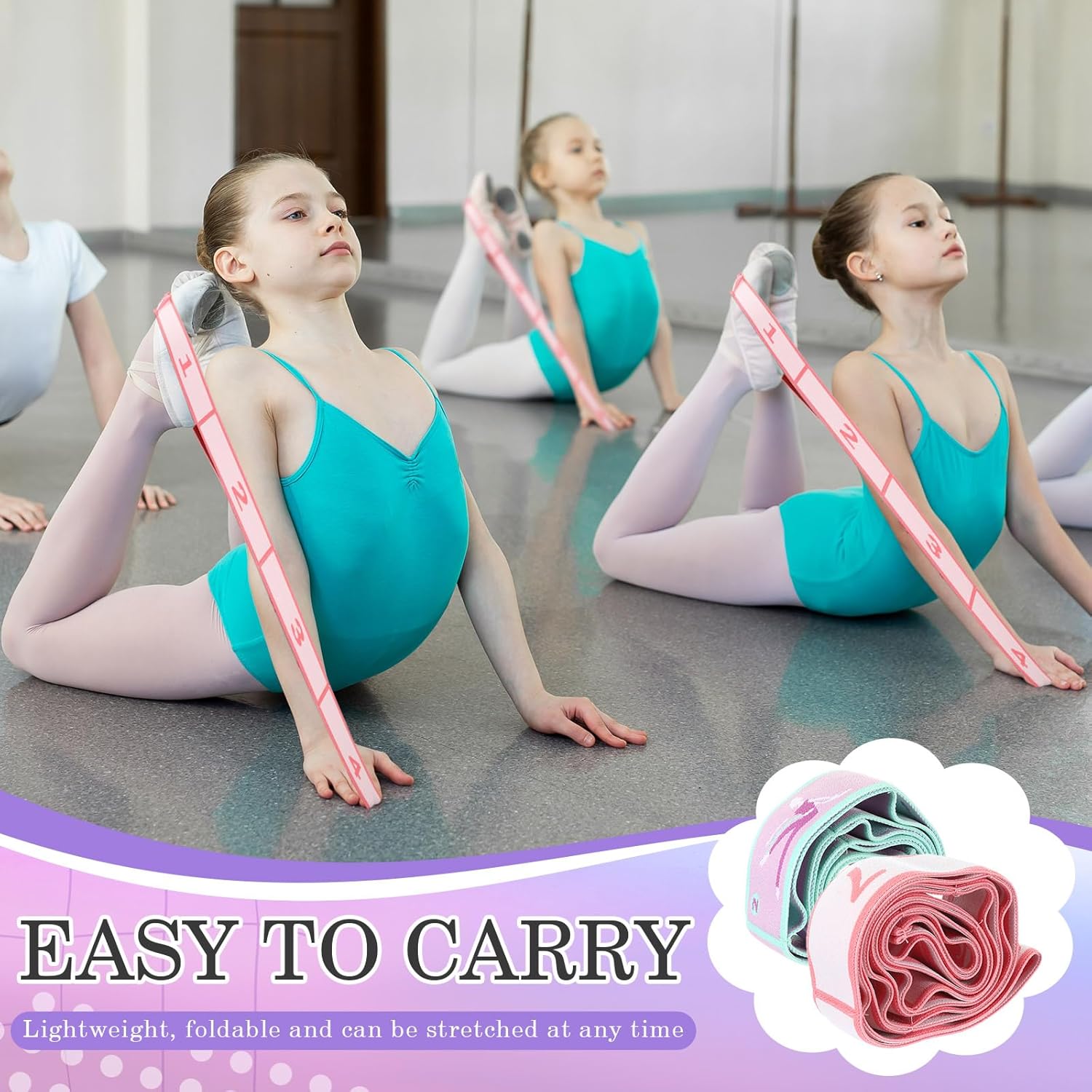 Stretch Strap for Kids Elastic Gymnastics Stretching Ballet Dance Band with 8 Loops Adjustable Exercise Training Resistance Strap for Children Stuff Pilates Latin Yoga Equipment - Image 5
