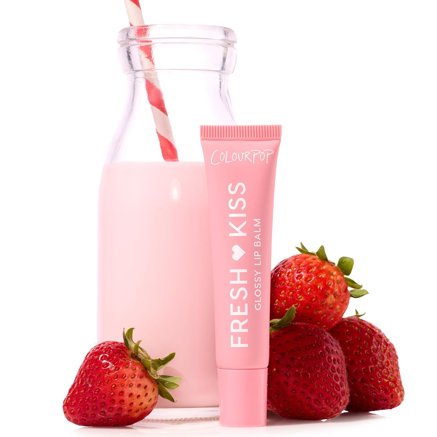 ColourPop Fresh Kiss Glossy Lip Balm - Hydrating Lip Care Enriched with Peptides, Hyaluronic Acid, Shea Butter & Vitamin E for an Ultra-Cushiony Formula - Strawberry Milk (0.49 oz) - Image 9
