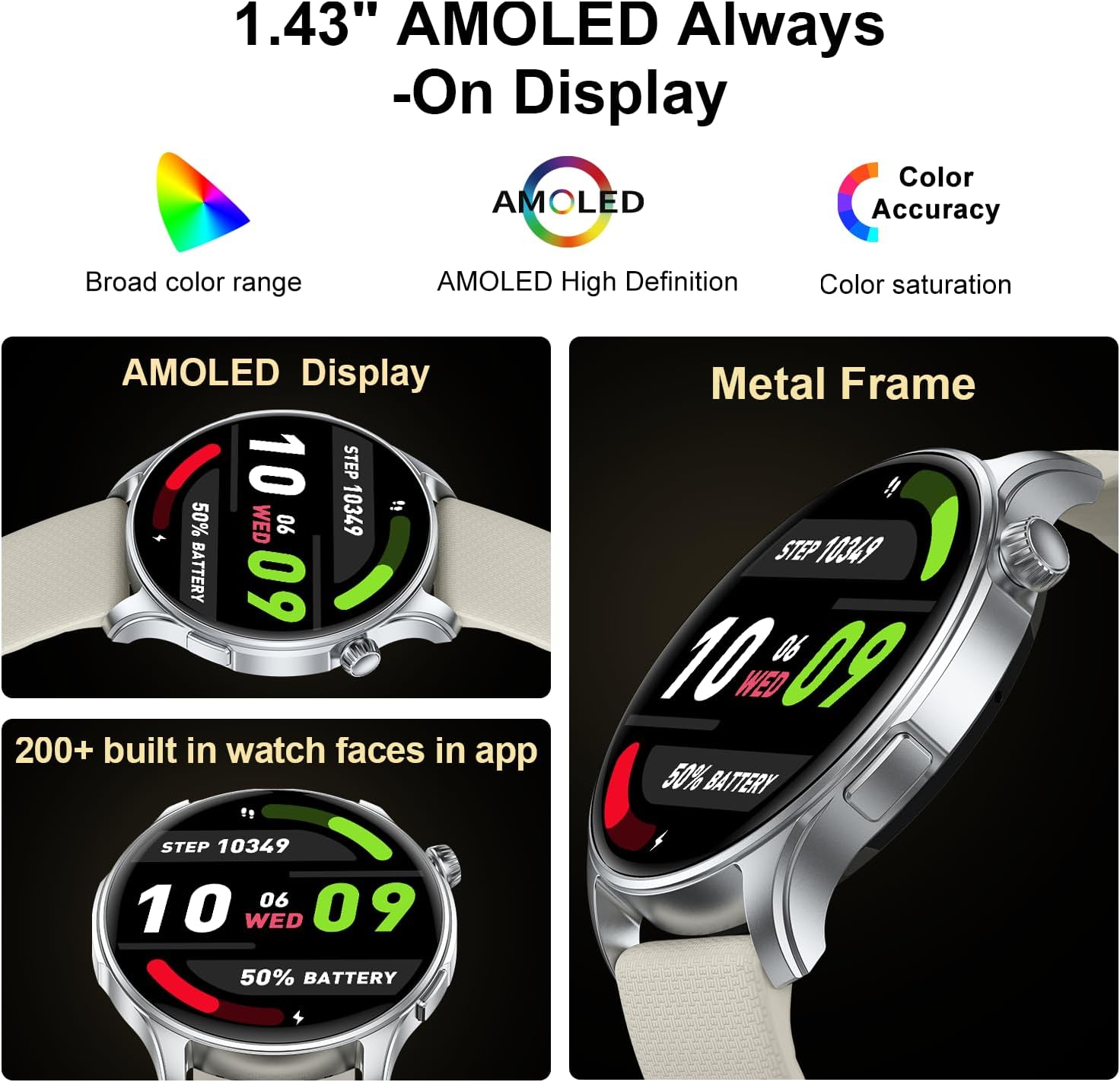 Smart Watch for Men Women Fitness: Waterproof Make/Answer Call Smart Watches for Men Digital Mens Watches Run Smartwatch Android Phones iPhone Samsung Compatible Heart Rate Monitor Step Tracker - Image 7