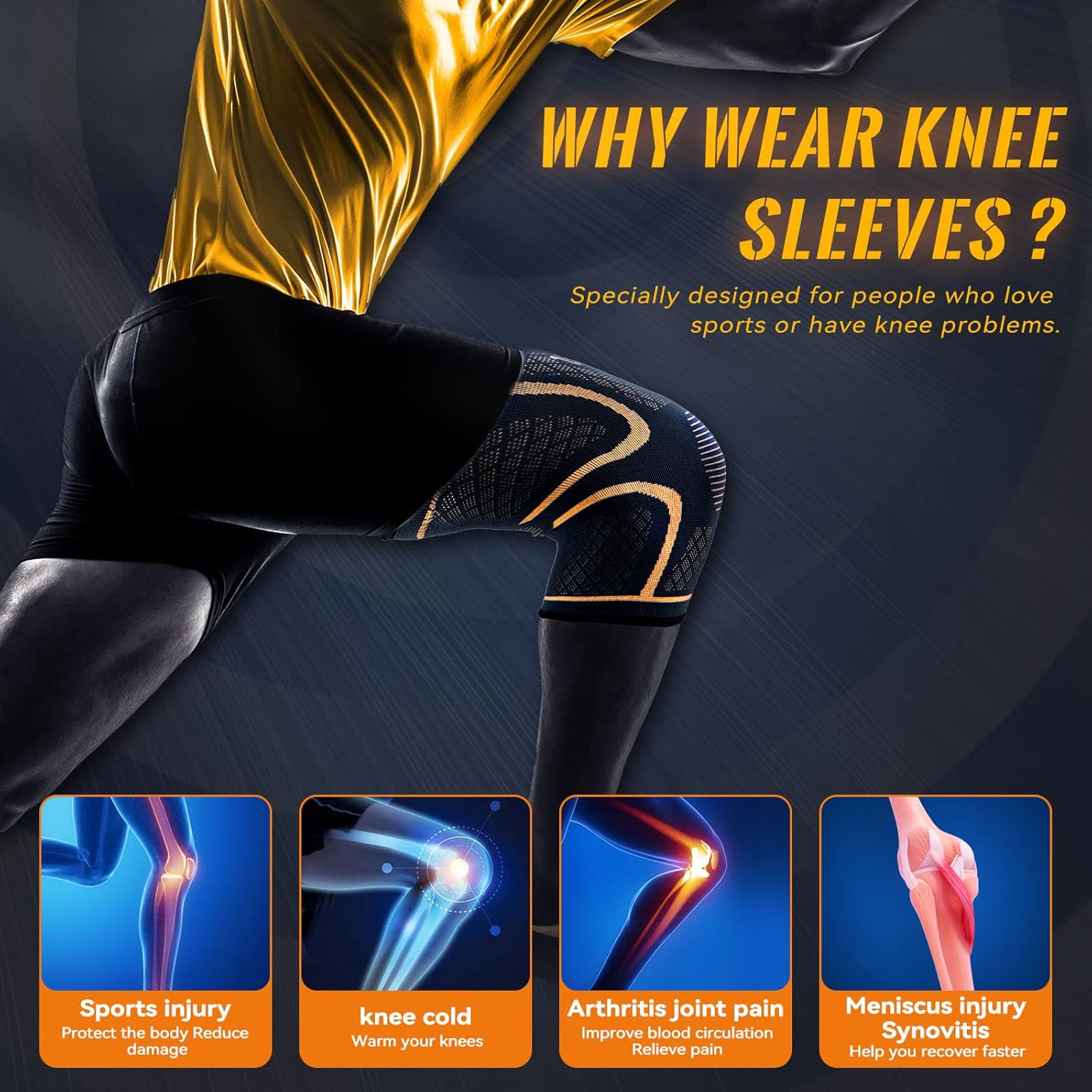 Copper Knee Braces for Men and Women (2 pack) -Knee Supports Copper Compression Knee Sleeve for Knee Pain, Arthritis, Sports and Recovery Support (Large) - Image 4