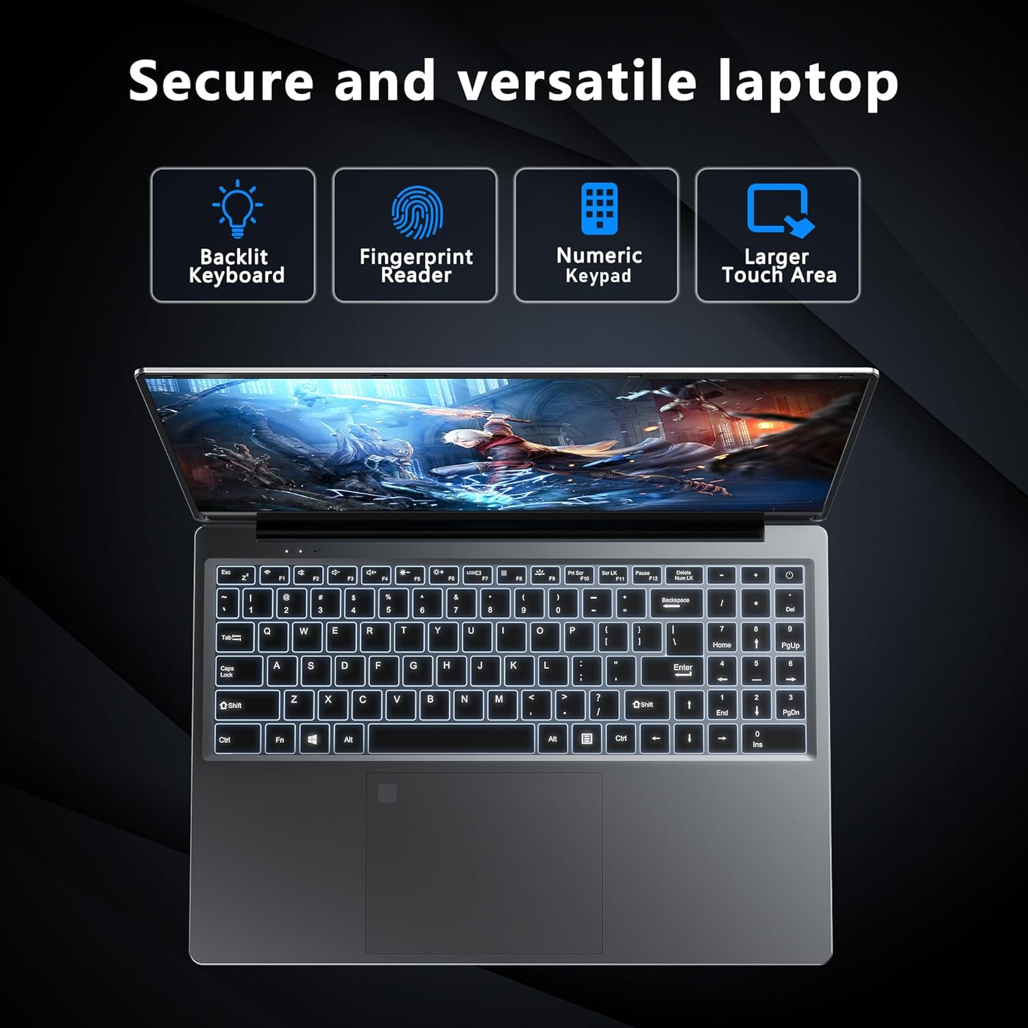 Gaming Laptop, 16 Inch FHD Display (1920 x 1200), N95 Laptop Computer (up to 3.4GHz), 16GB RAM 512GB SSD, Supports 180 Angle Opening, Bluetooth, Backlit Keyboard, Windows 11 Pro - Image 7