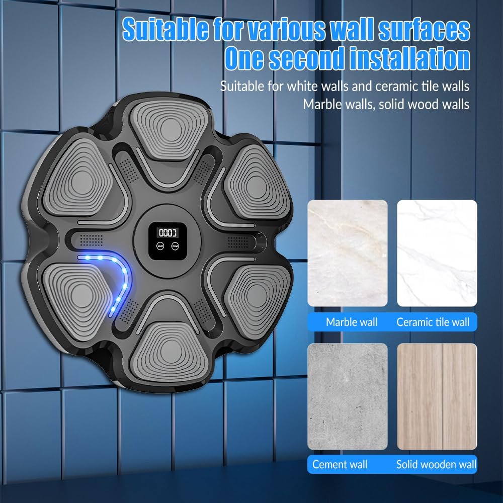2025 Music Boxing Machine Upgrade, Interactive Punching Trainer with Boxing Gloves, Wall Mounted Electronic Boxing Target for Adults and Kids, Space-Saving,Brings Fun Workouts and Family Fun - Image 5