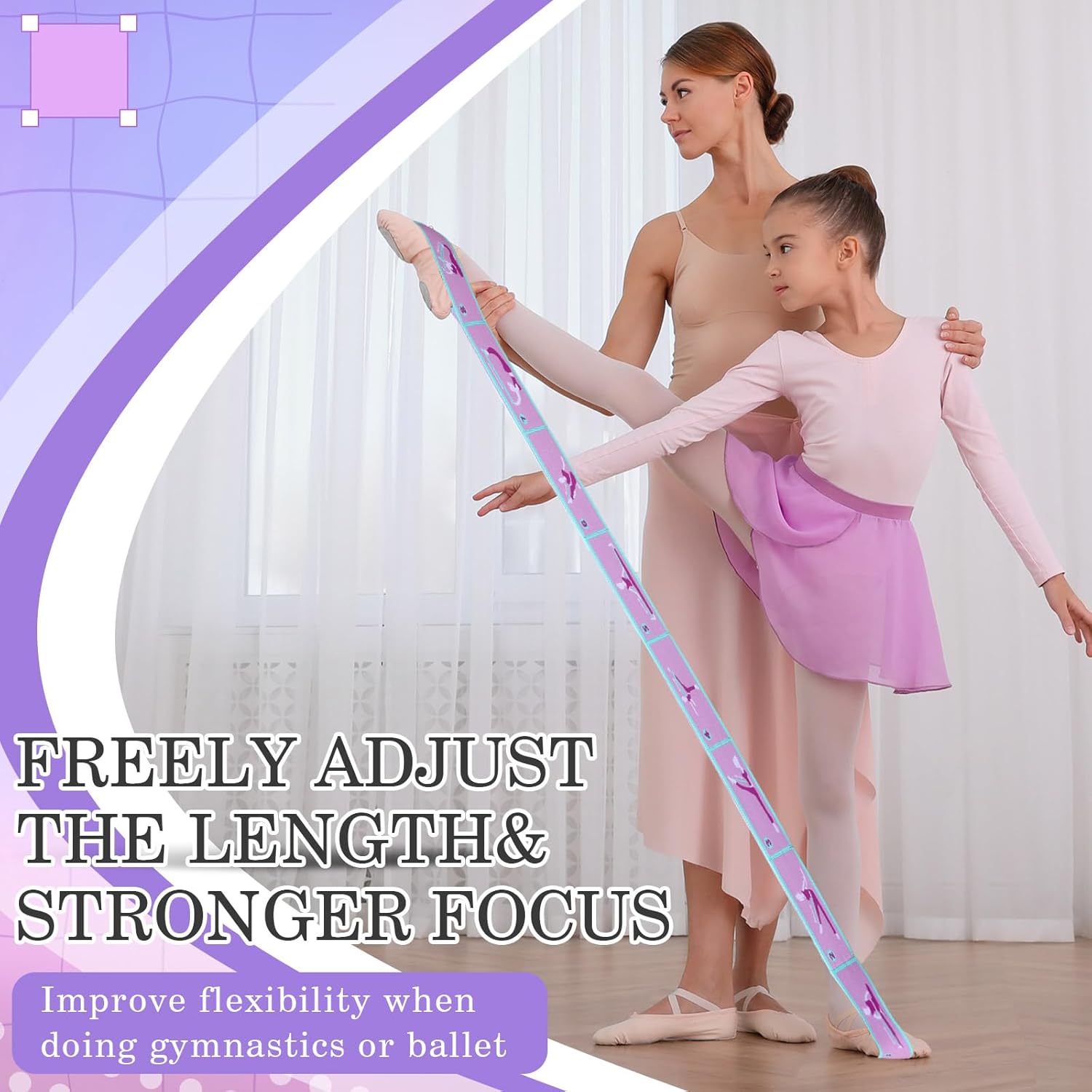 Stretch Strap for Kids Elastic Gymnastics Stretching Ballet Dance Band with 8 Loops Adjustable Exercise Training Resistance Strap for Children Stuff Pilates Latin Yoga Equipment - Image 7