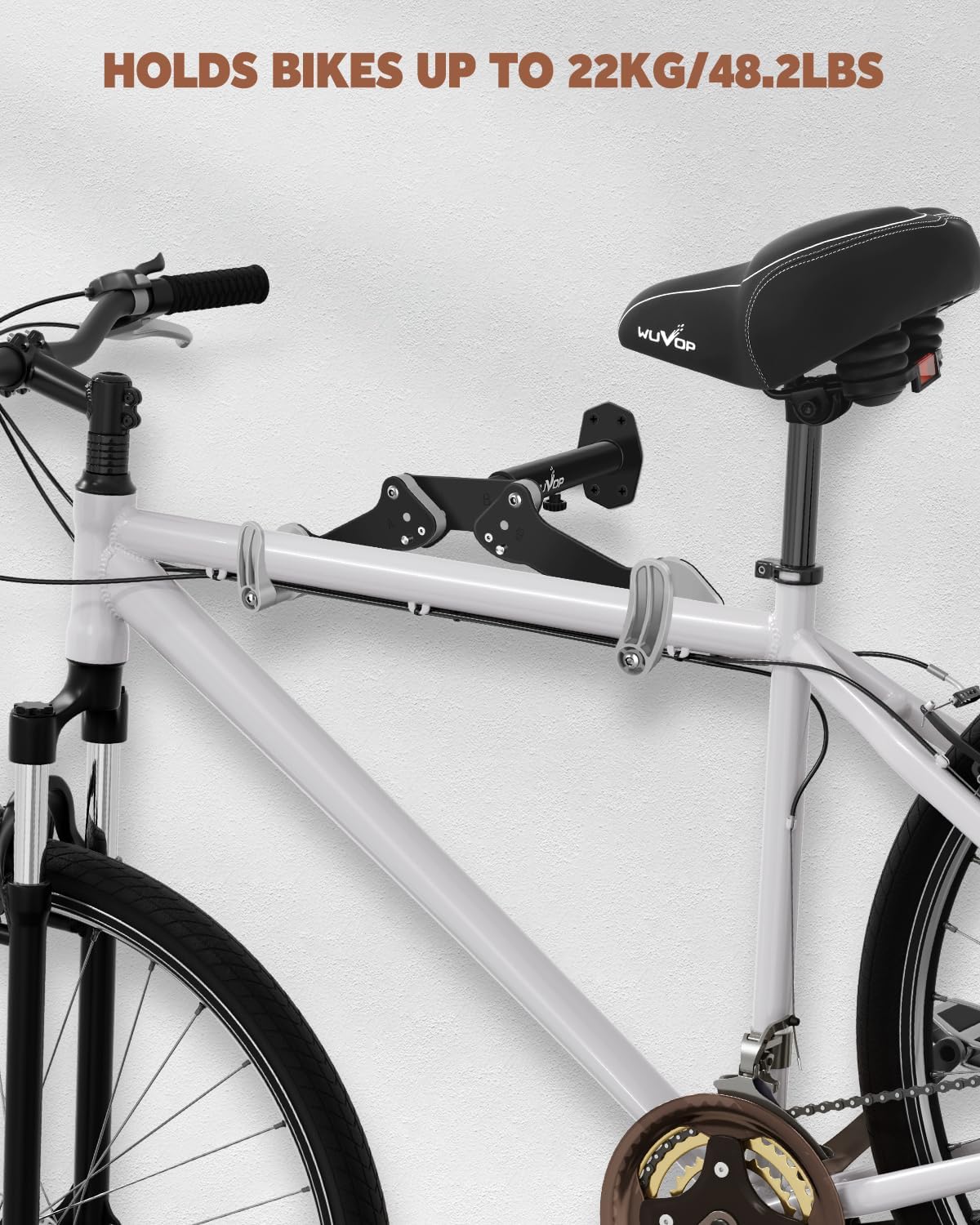 Bike Wall Mount, Horizontal Bike Wall Hanger, Adjustable Bike Indoor Storage Rack Hook, Heavy Duty Storage Holder for Bicycle in Home or Garage (1 Pack) - Image 3