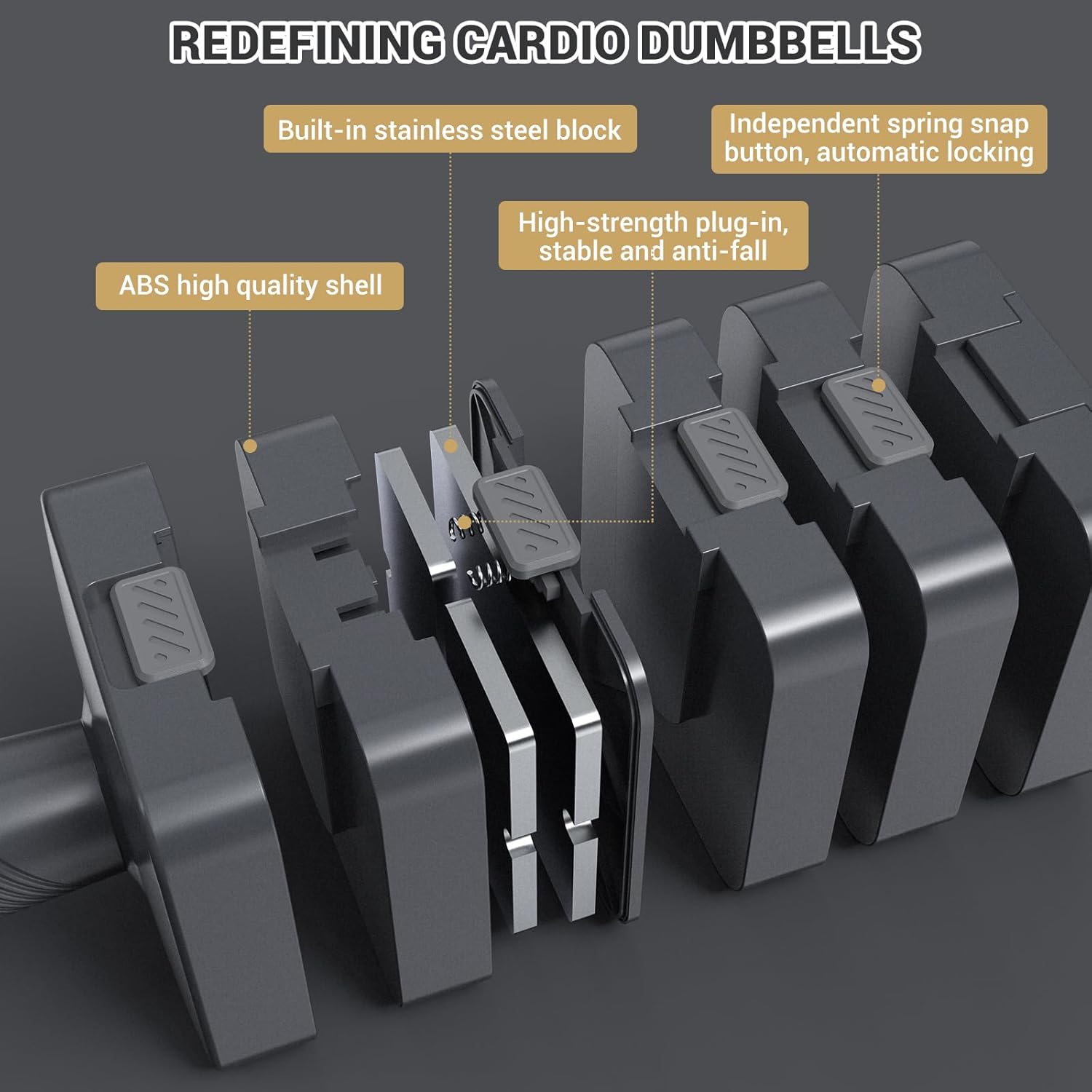 Adjustable Dumbbells Hand Weights Set: Sportneer 5 in 1 Weight Adjustment 10 LB Dumbbells Set of 2 Free Weights Fast Adjust Dumbbell Weight Set for Women Men Home Gym Exercise Workout Strength - Image 7