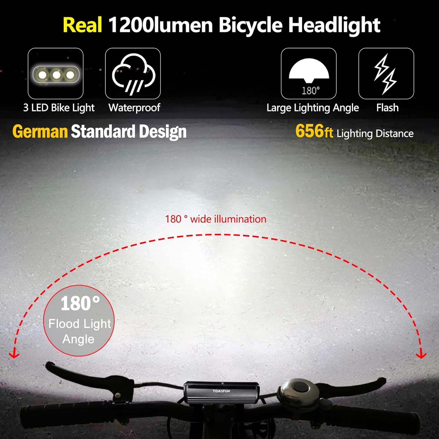 Best Bike Lights 2600 Lumen, 5 LED Bicycle Light with High Beam Low Beam, Best Bike Lights for Night Riding, USB-C Rechargeable Bike Headlight, Waterproof Bicycle Lights, Power Bank Function - Image 5