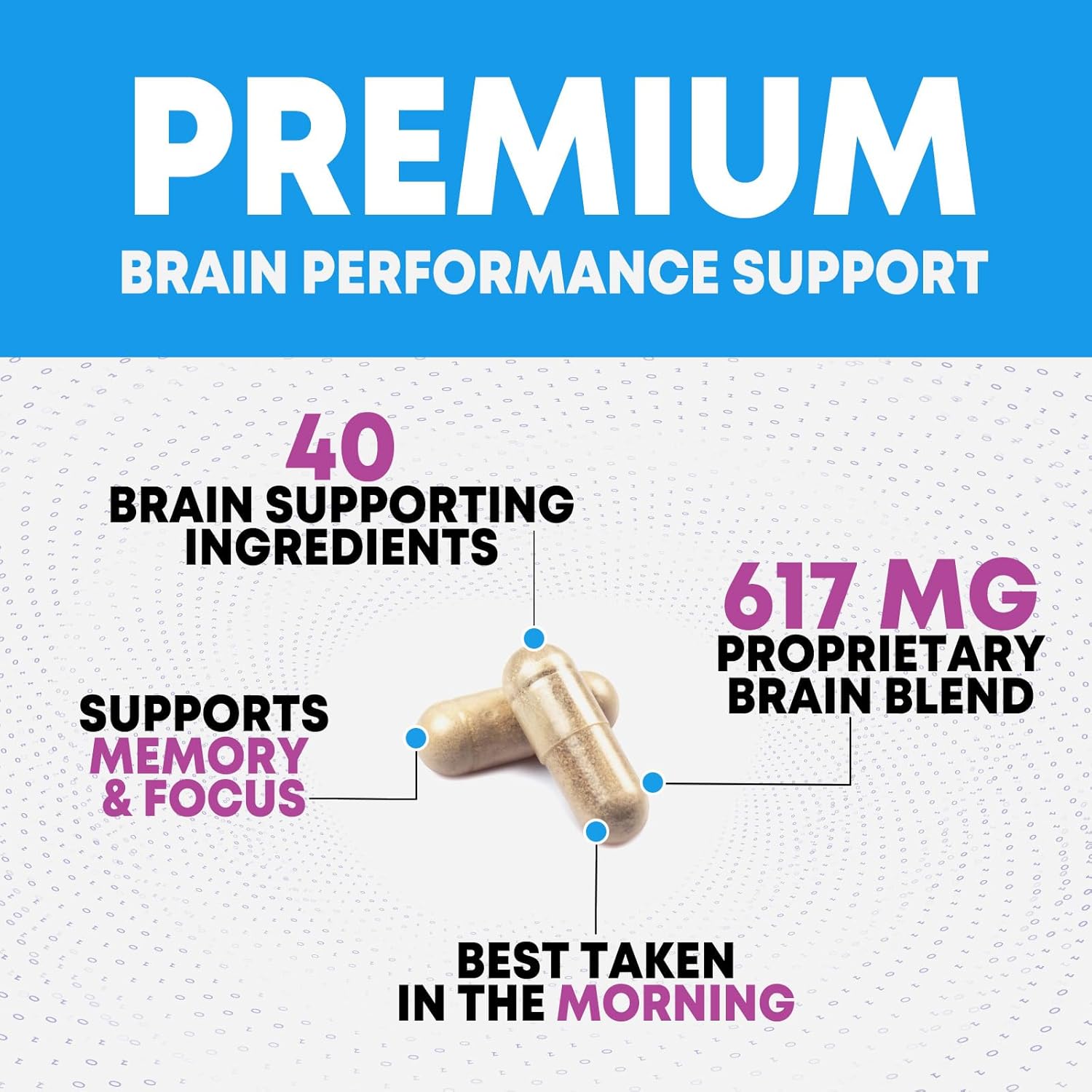 Brain Supplements for Memory and Focus - 40 Nootropics & Vitamins to Support for Alertness, Clarity & Concentration, Brain Health, B6, B12, Phosphatidylserine - 60 Capsules - Image 4