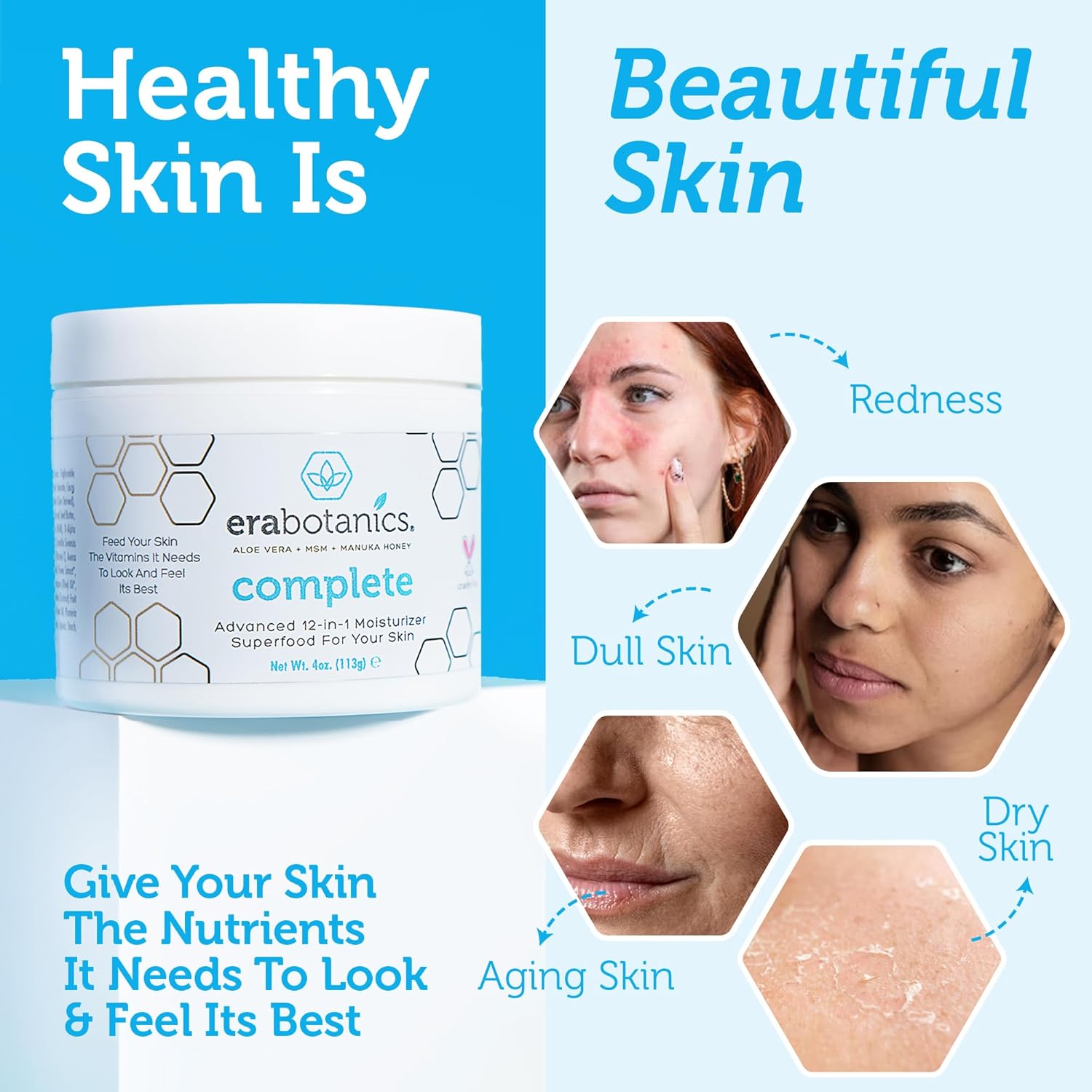 Era Organics Face Moisturizer Cream - Advanced 12-In-1 Rejuvenating Formula With Superfood Complex Manuka Honey, Hyaluronic Acid, Hemp Oil - Anti Aging Wrinkle Defense For Women or Men - 2oz - Image 3
