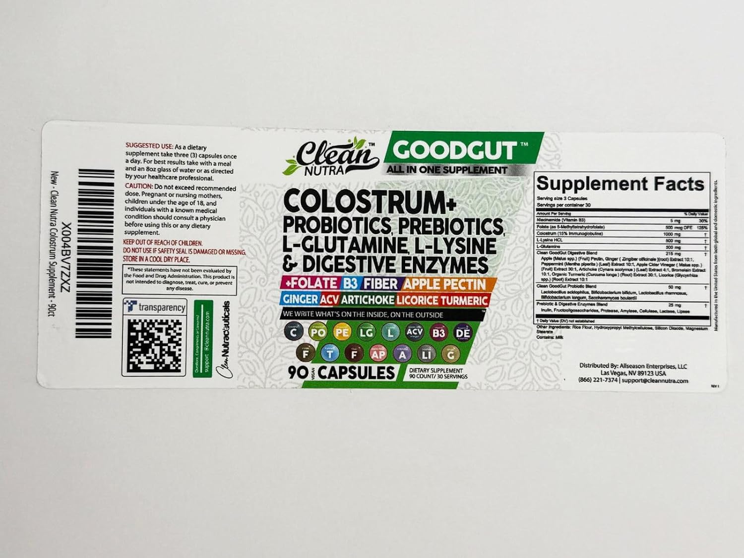 Clean Nutraceuticals Colostrum Supplement Capsules Probiotics Pills Prebiotics, L-Glutamine, Digestive Enzymes, Folate, Fiber, ACV, Turmeric, Apple Pectin and Turmeric Good Gut - Image 10