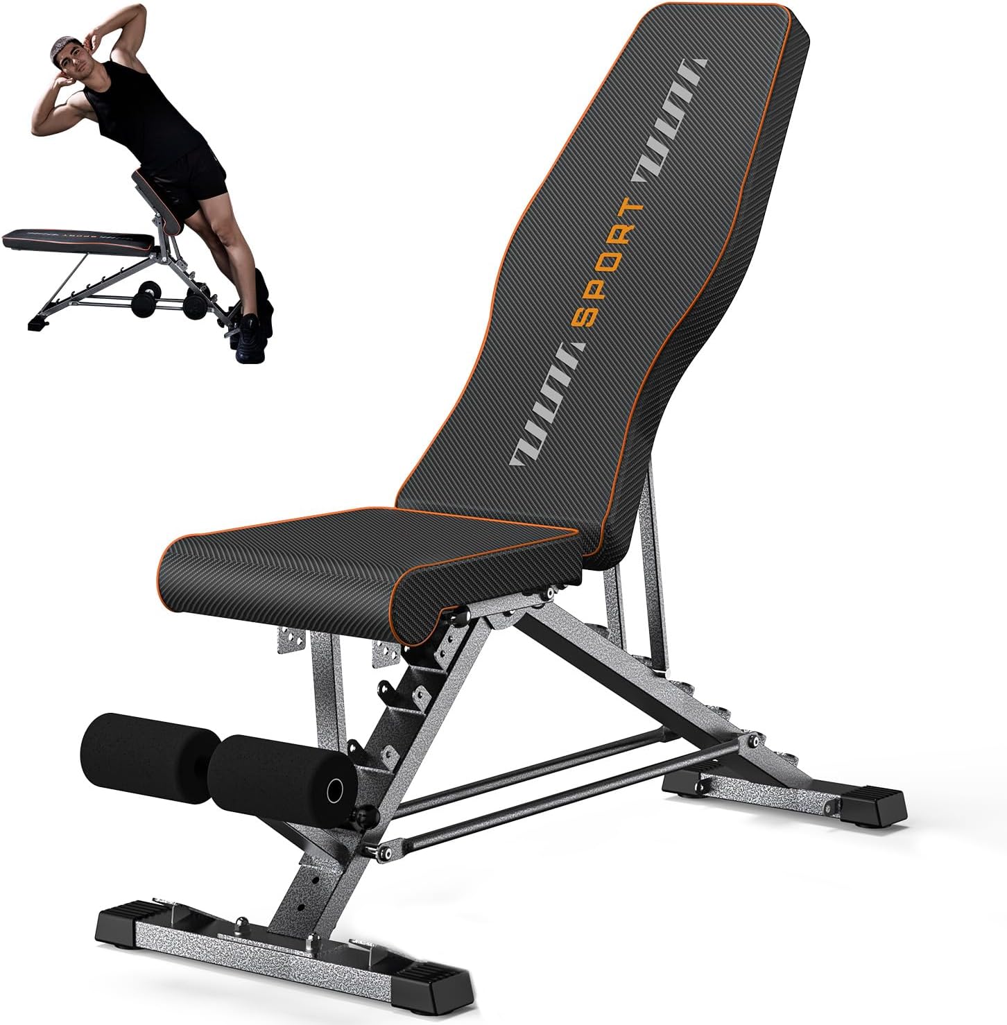 KUYOU Weight Bench, 2 in 1 Workout Bench Roman Chair, Adjustable Weight Bench for Home Gym Strength Training Bench for Full Body Workout - Image 10