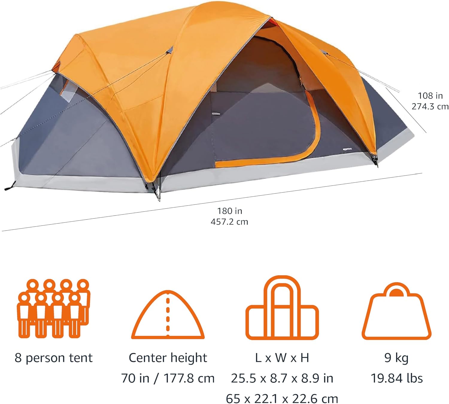 Amazon Basics Camping Tent, 3-Season Dome Design with Rainfly - Image 6