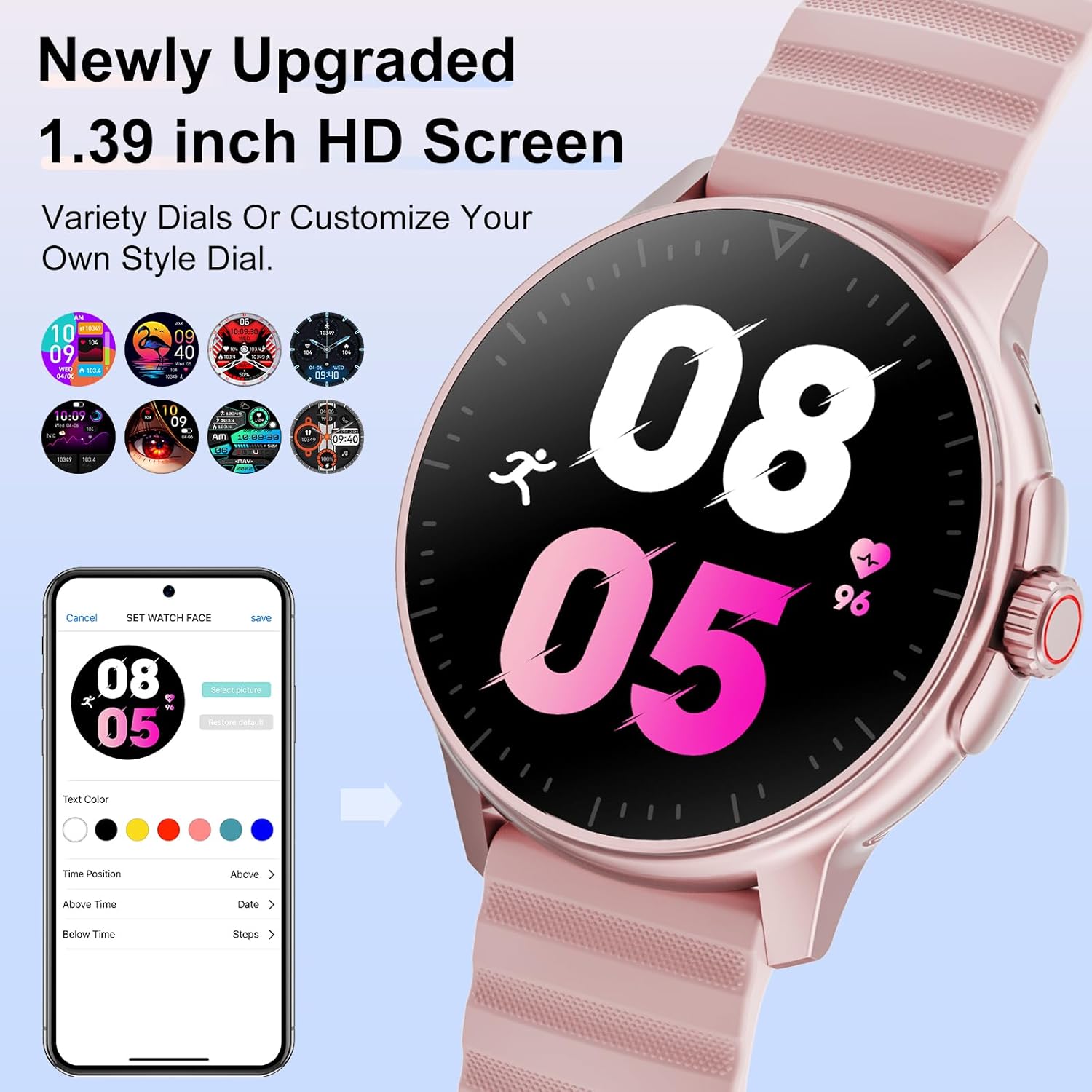 Smart Watch for Men Women Answer/Make Calls, 1.39''Touch Screen Fitness Tracker with 110+Sports Modes,Voice Assistant Fitness Watch,IP67 Waterproof Smartwatch for Android iOS - Image 3