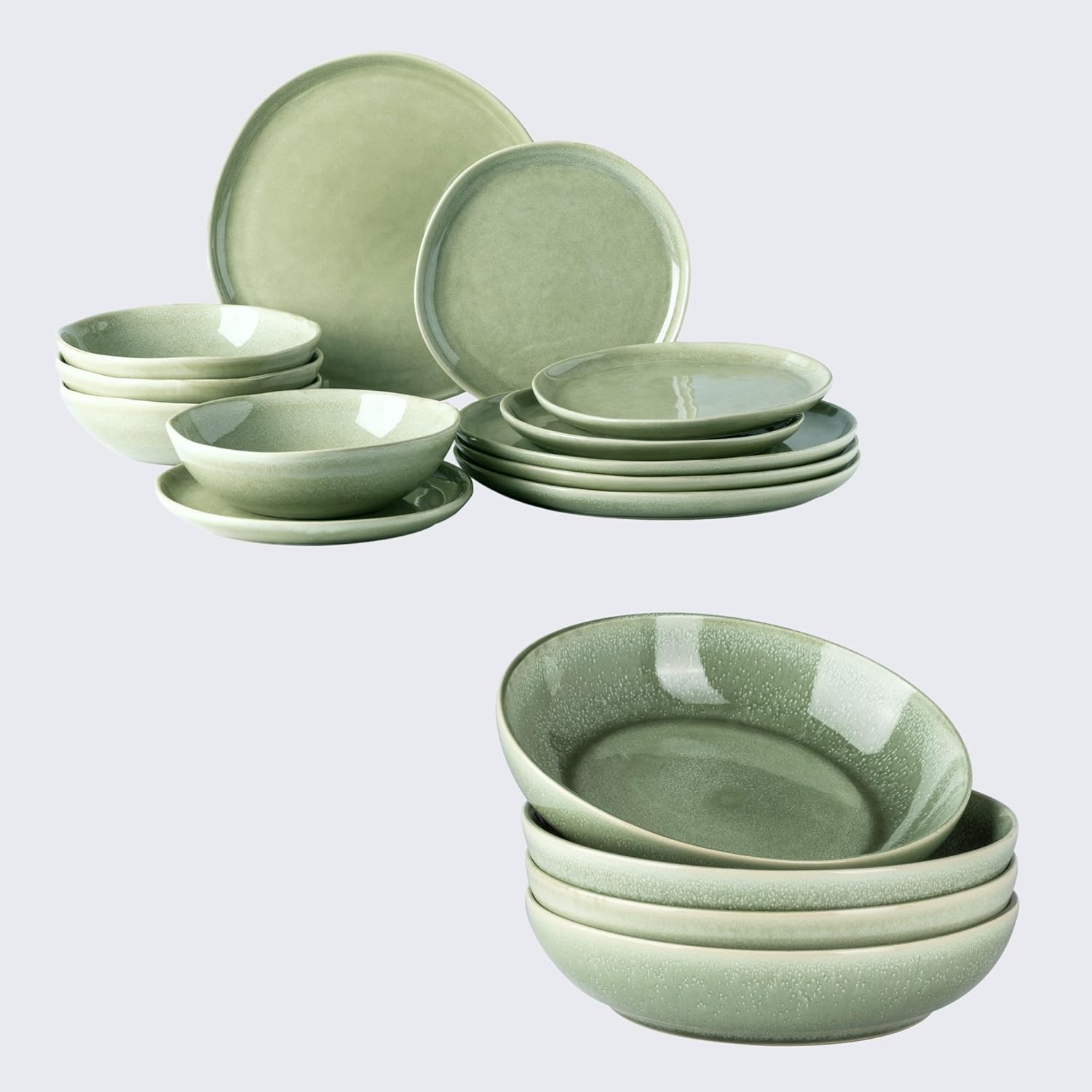 AmorArc Ceramic Dinnerware Sets,Handmade Reactive Glaze Plates and Bowls Sets,Highly Chip and Crack Resistant | Dishwasher & Microwave Safe Dishes Set, Service for 4 (16pc) - Image 2