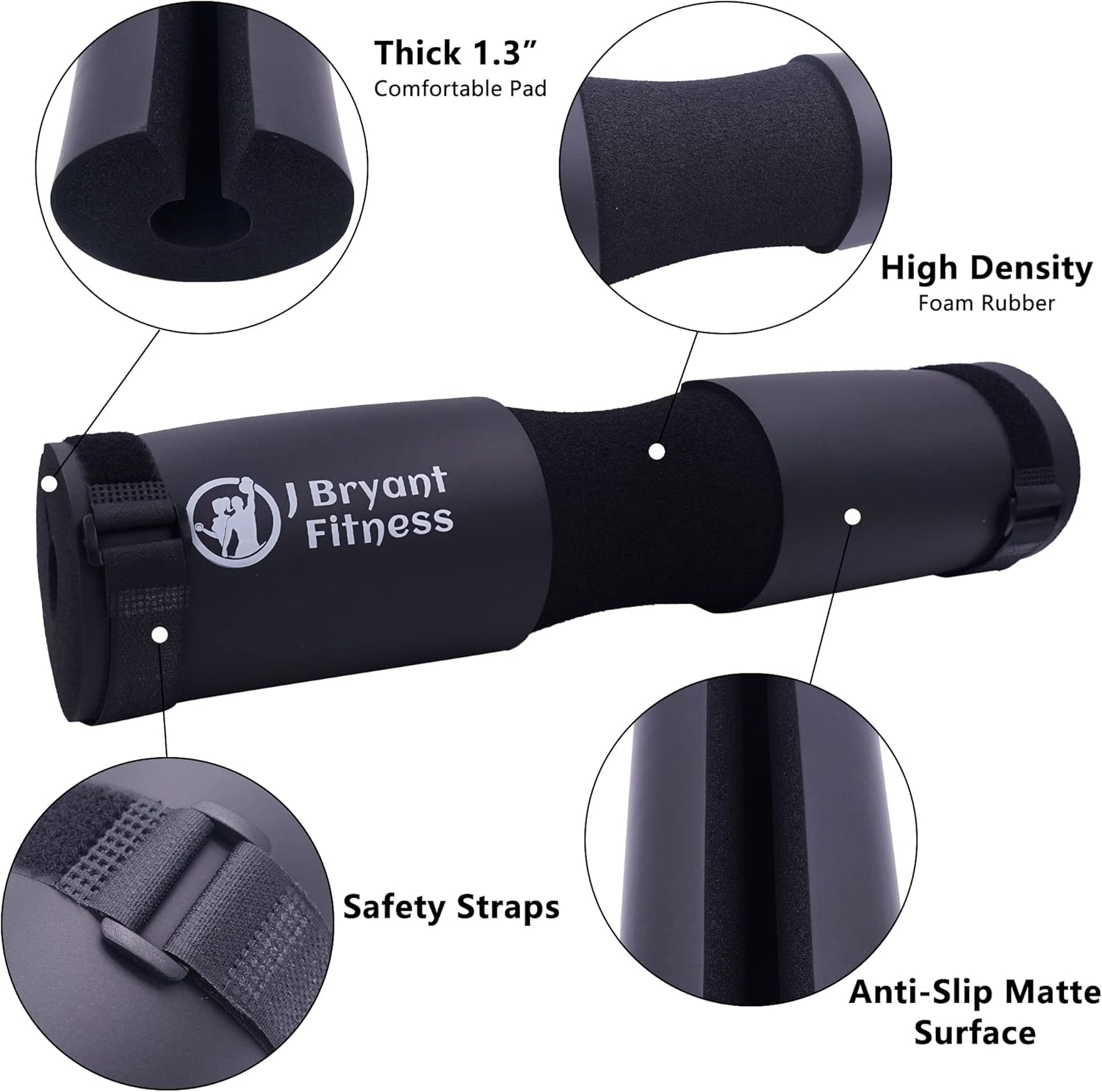 J Bryant Barbell Pad Set with 2 Ankle Straps for Cable Machines Hip Resistance Band Weight Lifting Straps Thick Cushion Hip-Thrusts Pad with Carry Bag for Squats Bench Press Workout - Image 5