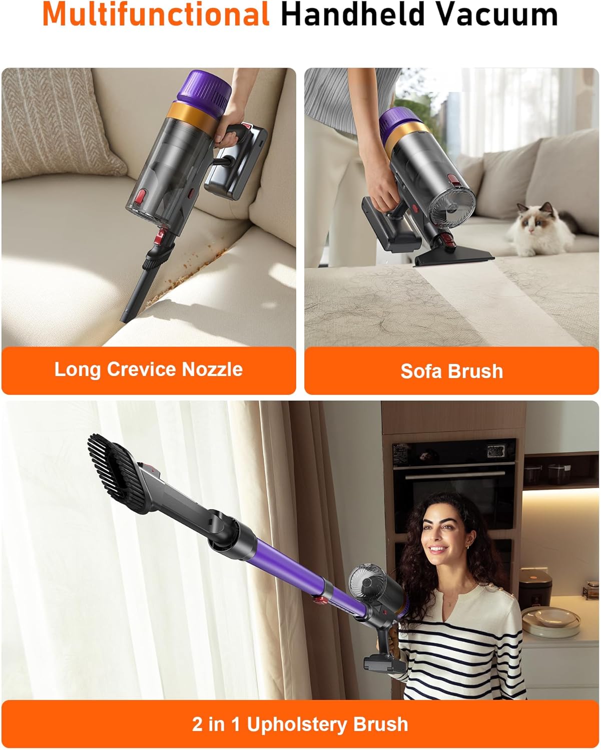 Cordless Vacuum Cleaner, 580W/48Kpa/65Mins Vacuum Cleaners for Home, Self-Standing Stick Vacuum with LED Display & Wall Mount Charging, Anti-Tangle Handheld Vacuum Cordless for Floor/Carpet/Pet Hair - Image 10