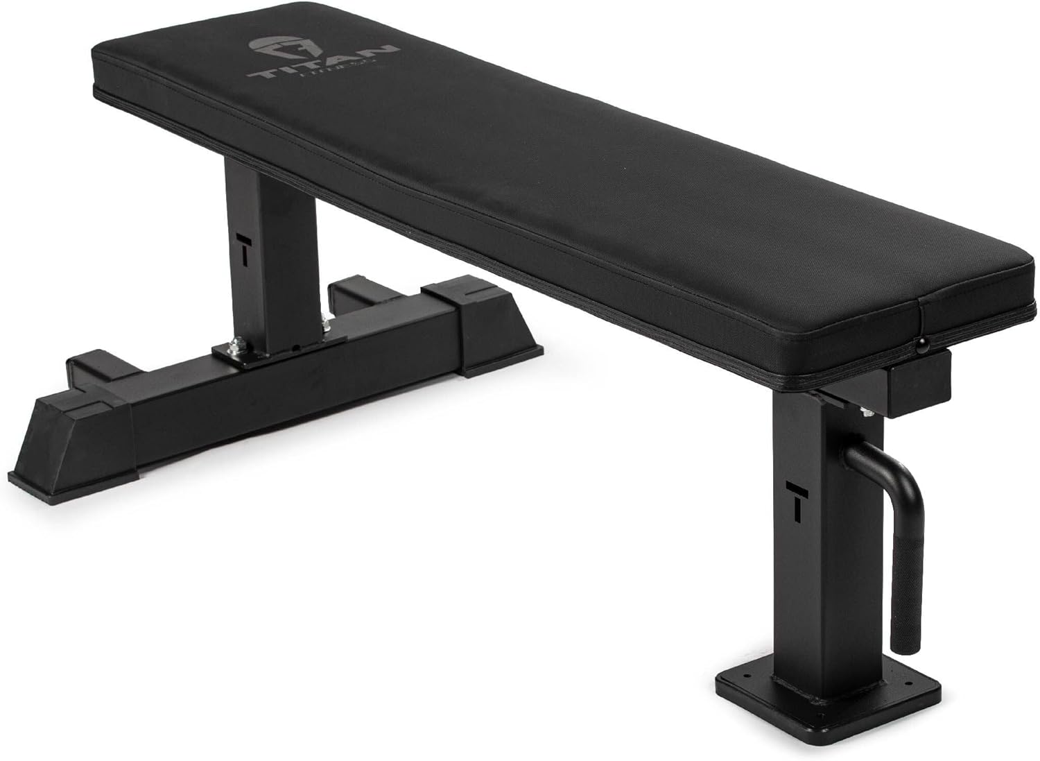 Titan Fitness Elite Series Single Post Flat Bench, 2.5" Thick HeftyGrip Vinyl Pad, Rated 1,000 LB, Dedicated Home Gym Competition Weightlifting & Strength Training Utility Bench - Image 2
