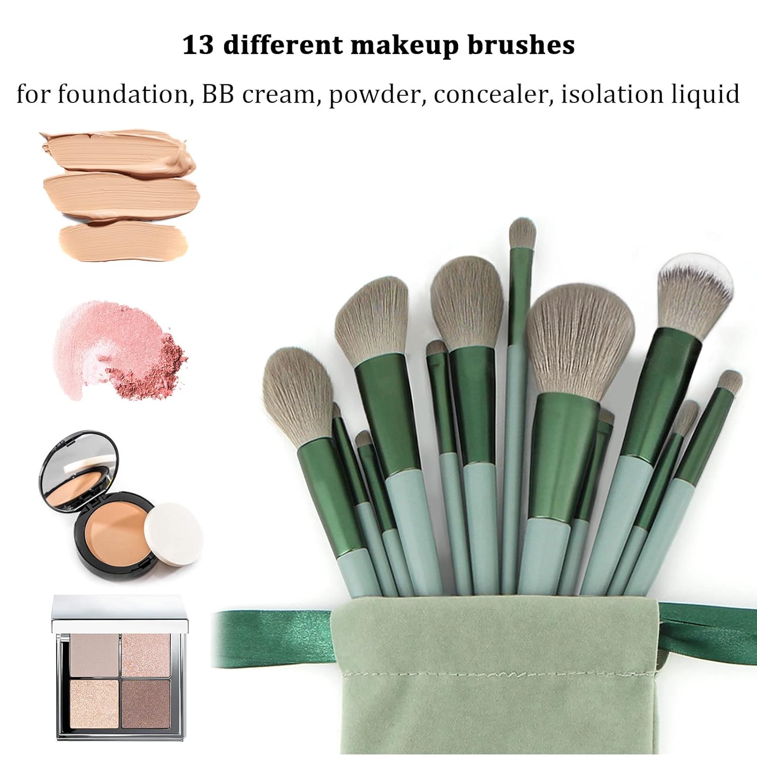 Makeup Brushes 22 Pcs Makeup Kit,Foundation Brush Eyeshadow Brush Make up Brushes Set (Green, 22 Piece Set) - Image 4