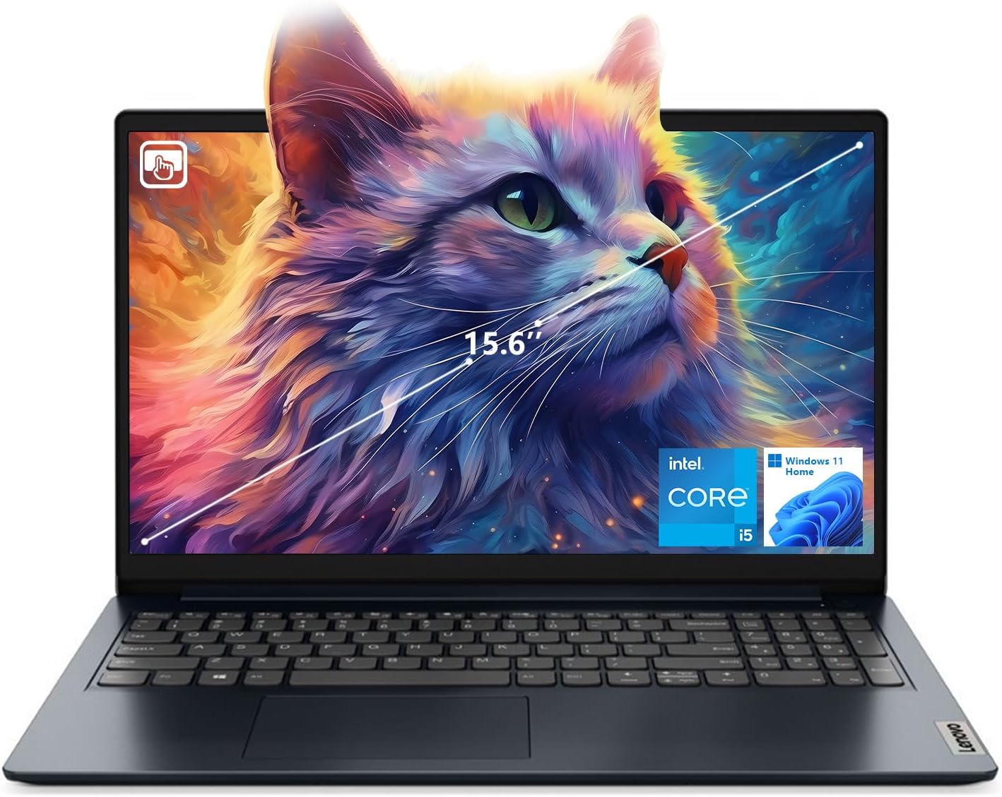 Lenovo IdeaPad 1i Laptop, 15.6" FHD Touchscreen, Intel Core i5-1235U Processor, 16GB RAM, 512GB SSD, Webcam, HDMI, Wi-Fi 6, Windows 11 Home, Blue - Image 2