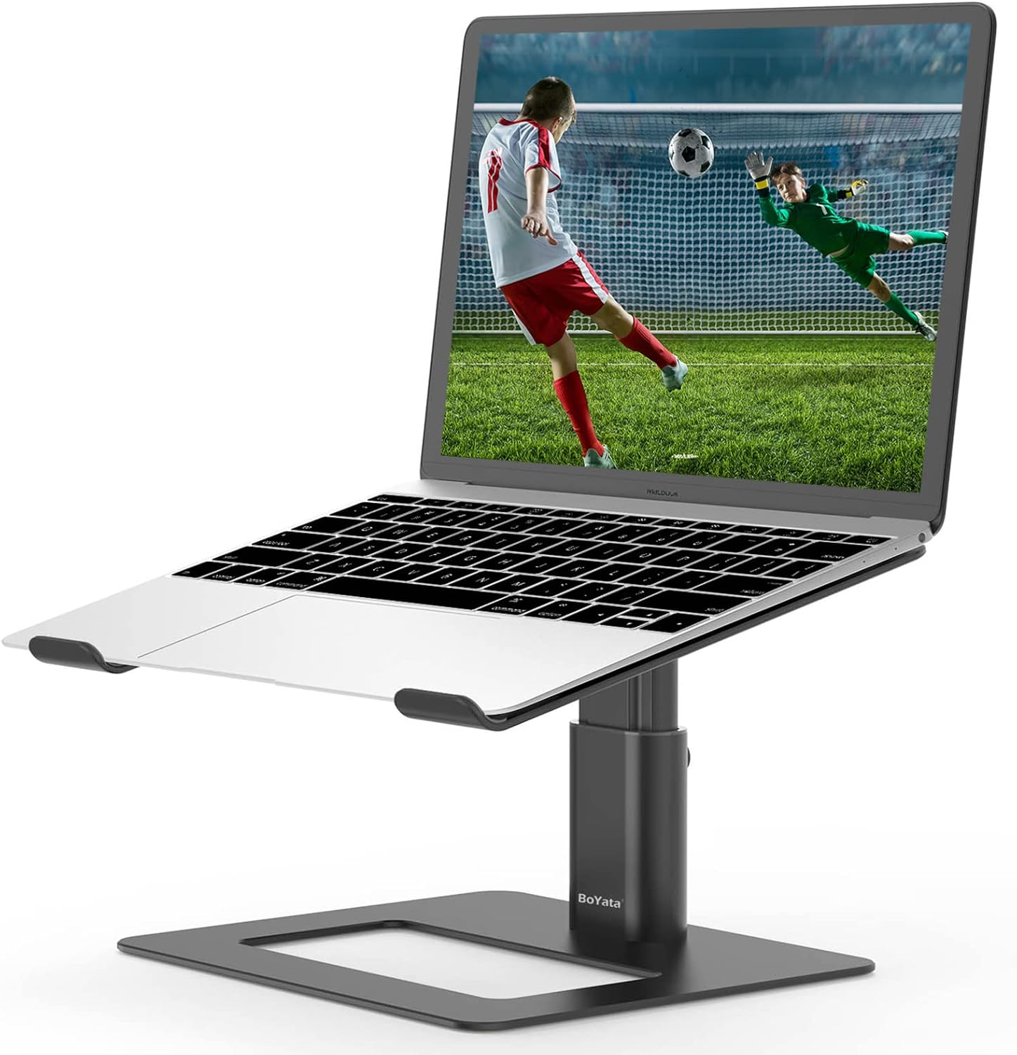 BoYata Laptop Stand, Ergonomic Aluminum Height Adjustable Computer Stand Laptop Holder for Desk, Compatible with MacBook Pro/Air, Dell, Lenovo, HP, Samsung, More Laptops 11-17" (Black) - Image 2