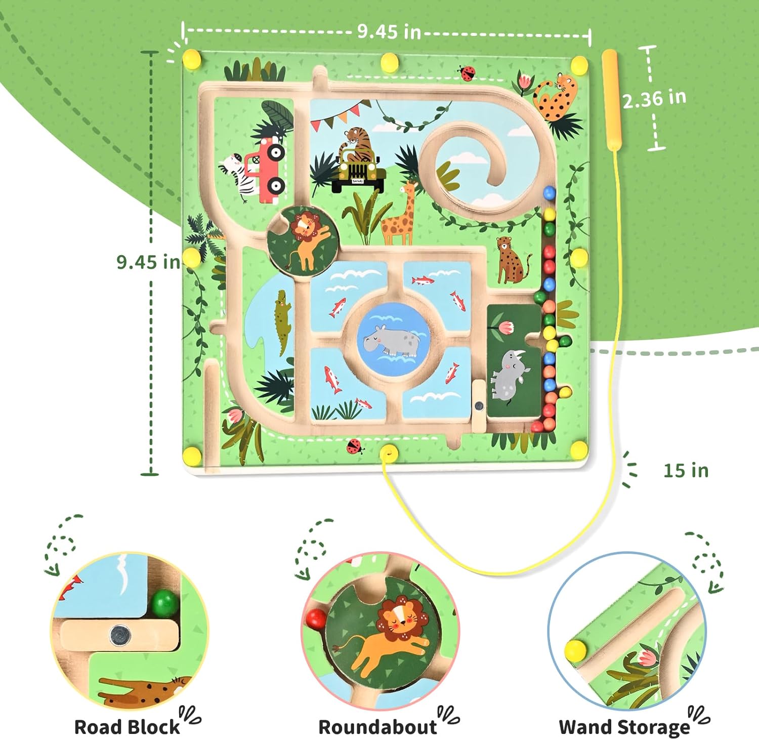 Jungle Magnetic Maze, Wooden Busy Board, Magnet Puzzle Game, Toddler Travel Learning Toys for Preschoolers Boys Girls - Image 4