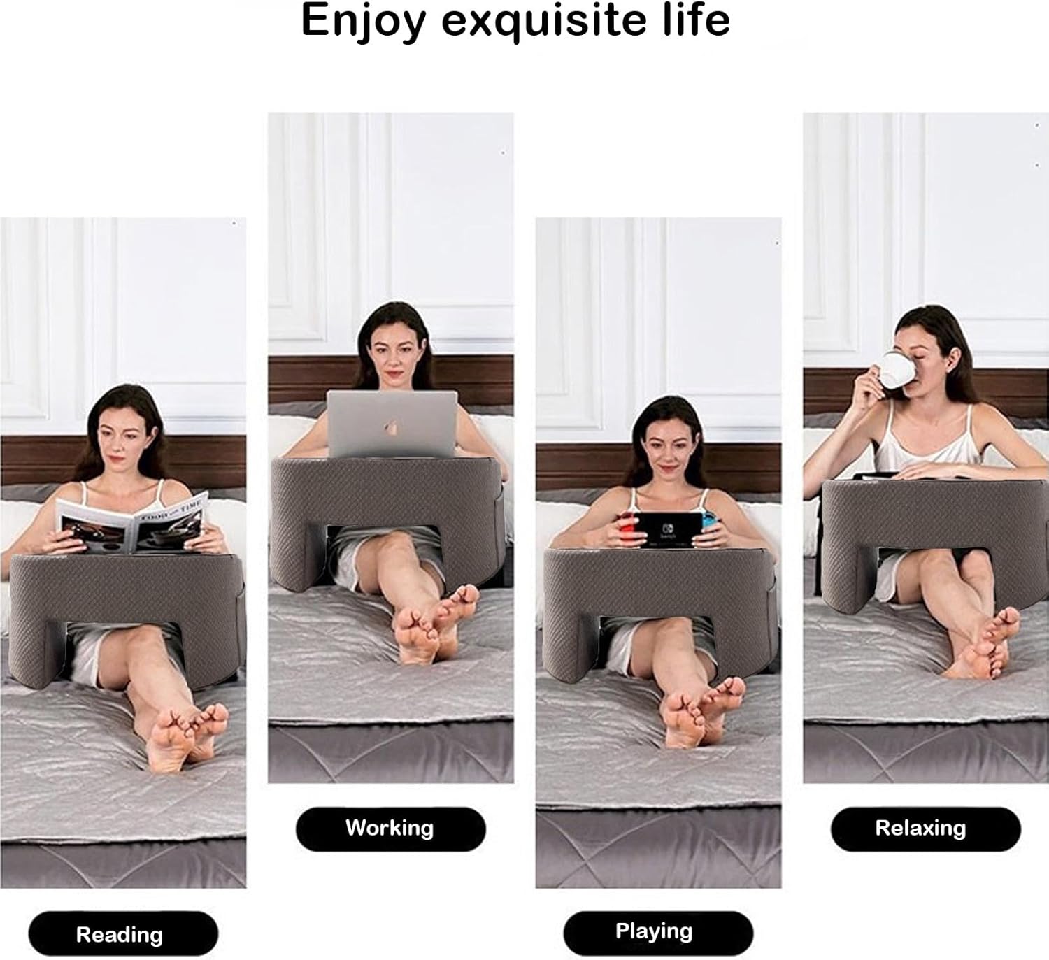 Asou Pillow Lap Desk for Bed Reading Pillow Gaming Pillow for Couch Large Arm Rest Pillow Reading Pillow Laptop Pillow for Reading, Gaming, Crocheting - Image 3