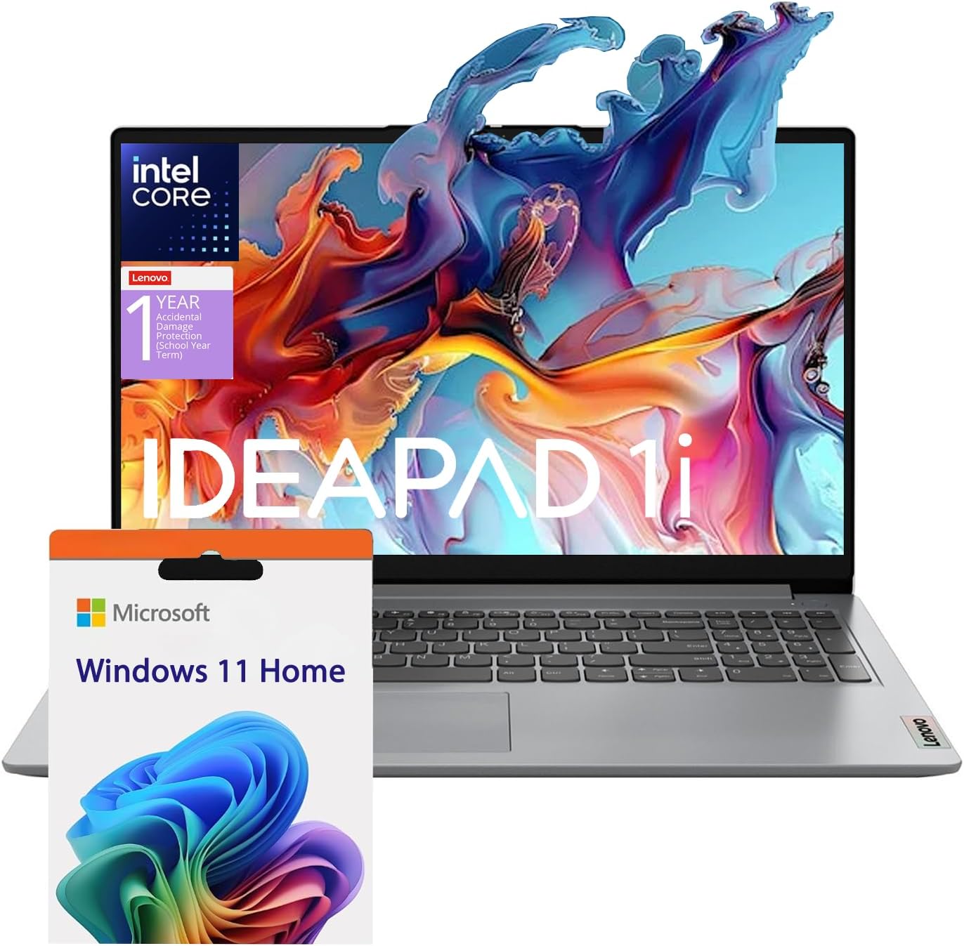 Lenovo Essential Laptop | Ideapad 1i | 20GB RAM | 15.6" FHD Display | 1TB PCIe+128GB eMMc Storage | 1 Yr Office 365 + Lenovo ADP | Intel Dual-Cores Processor | HDMI | Wi-Fi 6 | Win 11 Home | Gray - Image 2