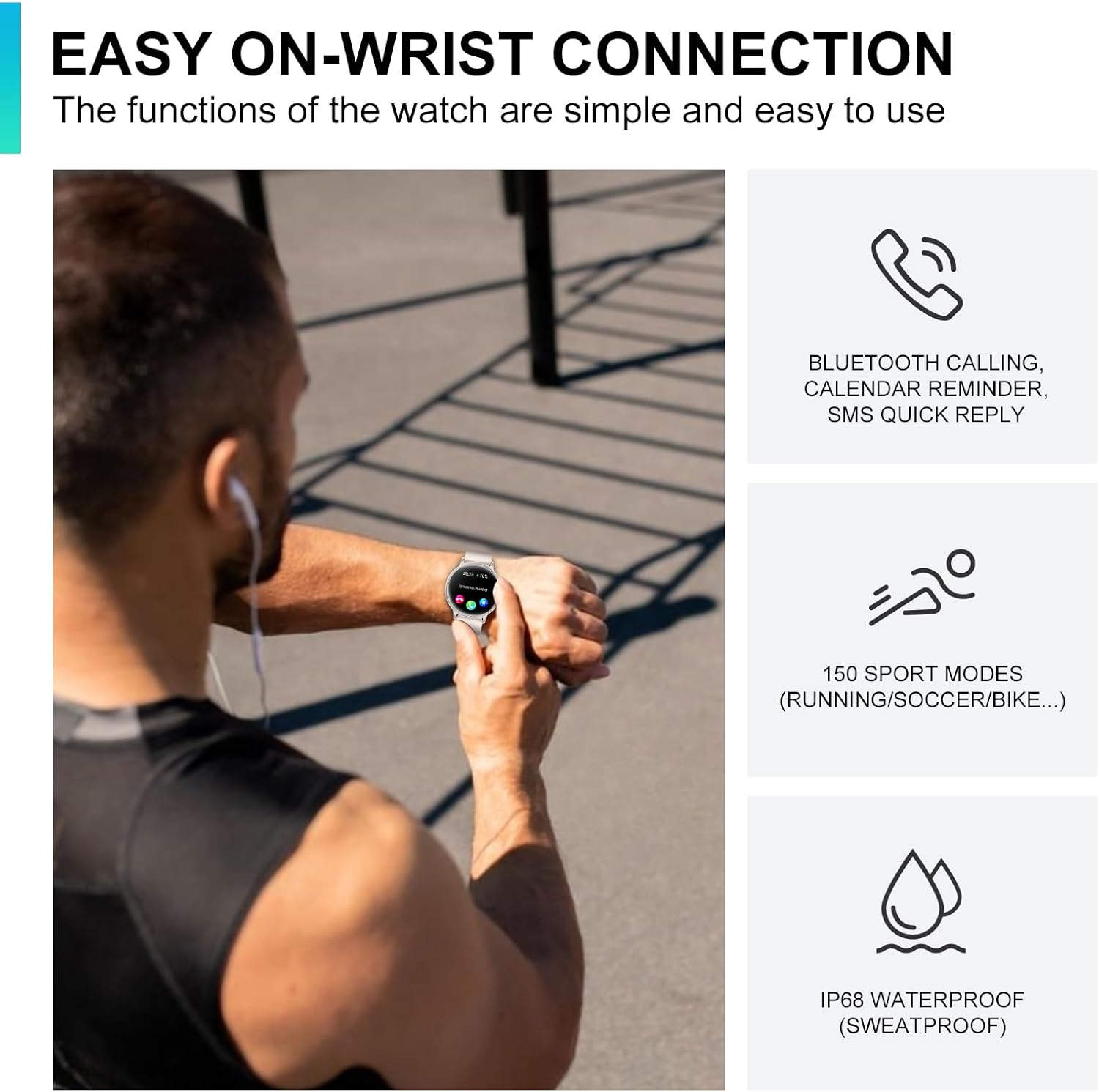 Smart Watch, 1.43'' AMOLED Smart Watches for Men Women (Answer/Make Call), Fitness Tracker with Heart Rate/Sleep Monitor, IP68 Waterproof Activity Tracker, Pedometer for Android iOS - Image 7