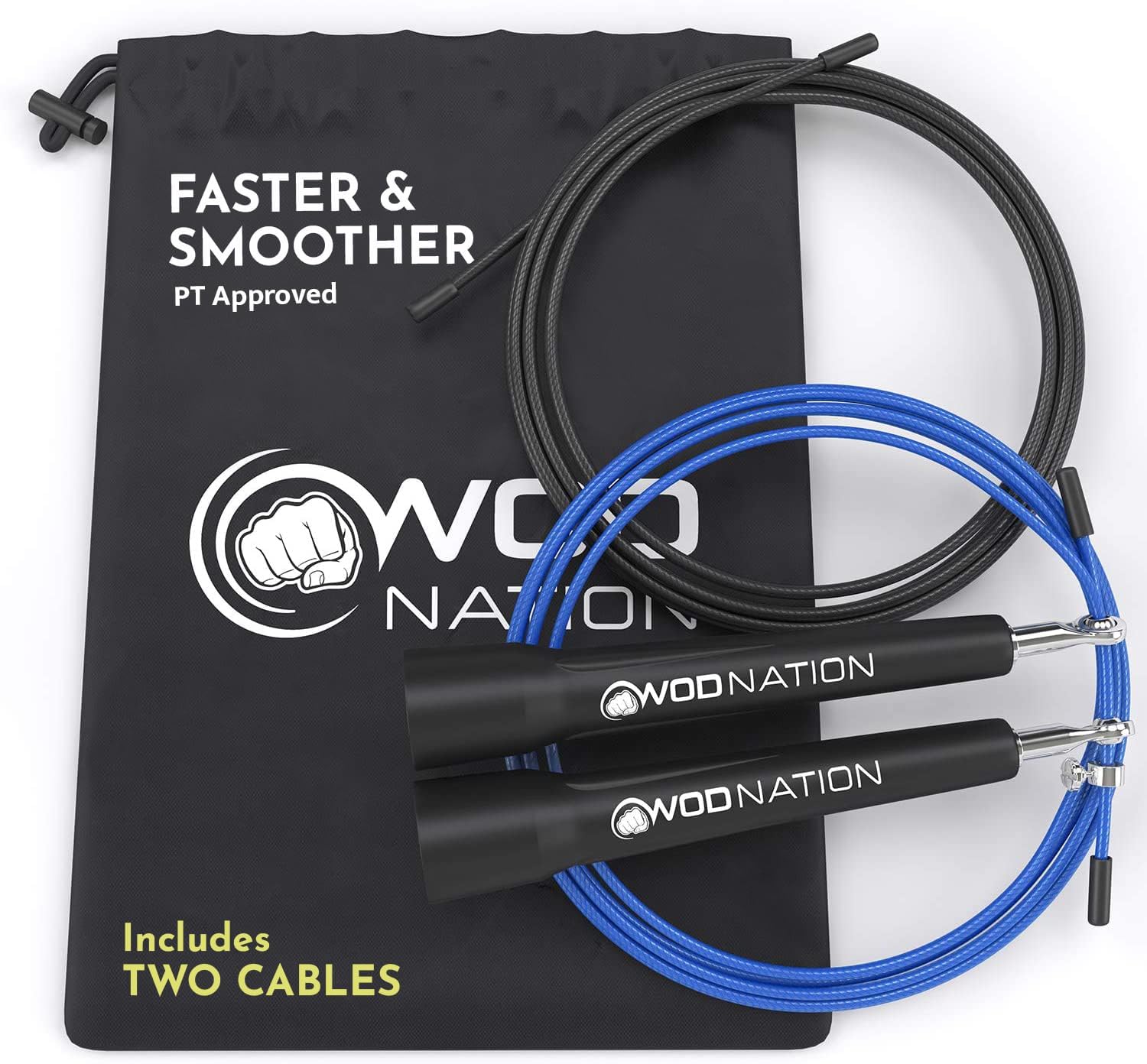 WOD Nation Adjustable Speed Jump Rope For Men, Women & Children - Blazing Fast Fitness Skipping Rope Perfect for Boxing, MMA, Endurance - Image 2